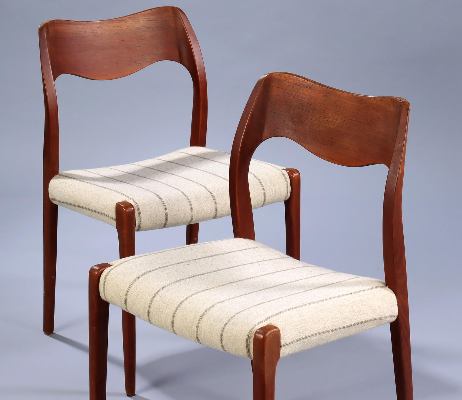Scandinavian Modern Dining Chairs in Teak by Niels Otto Møller
