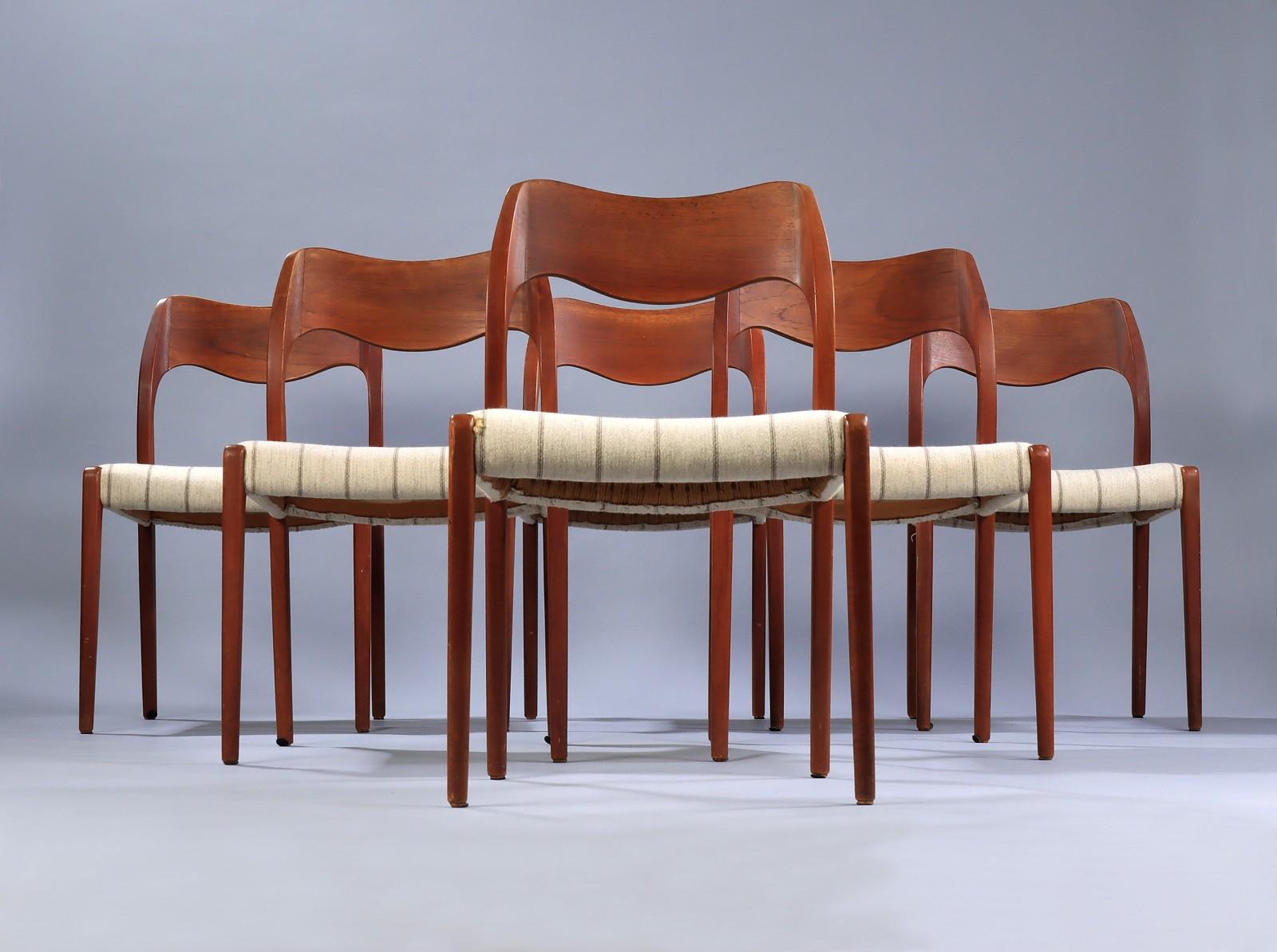 Danish Dining Chairs in Teak by Niels Otto Møller