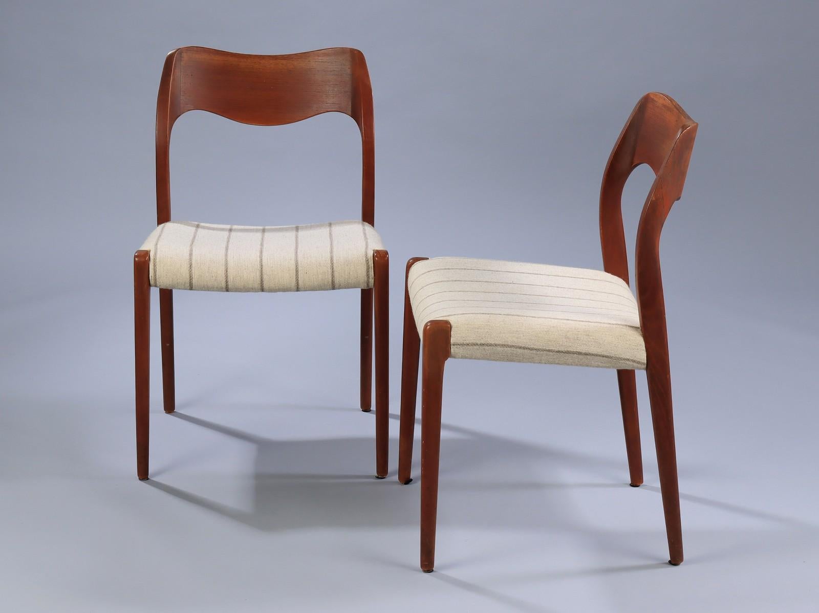 Upholstery Dining Chairs in Teak by Niels Otto Møller
