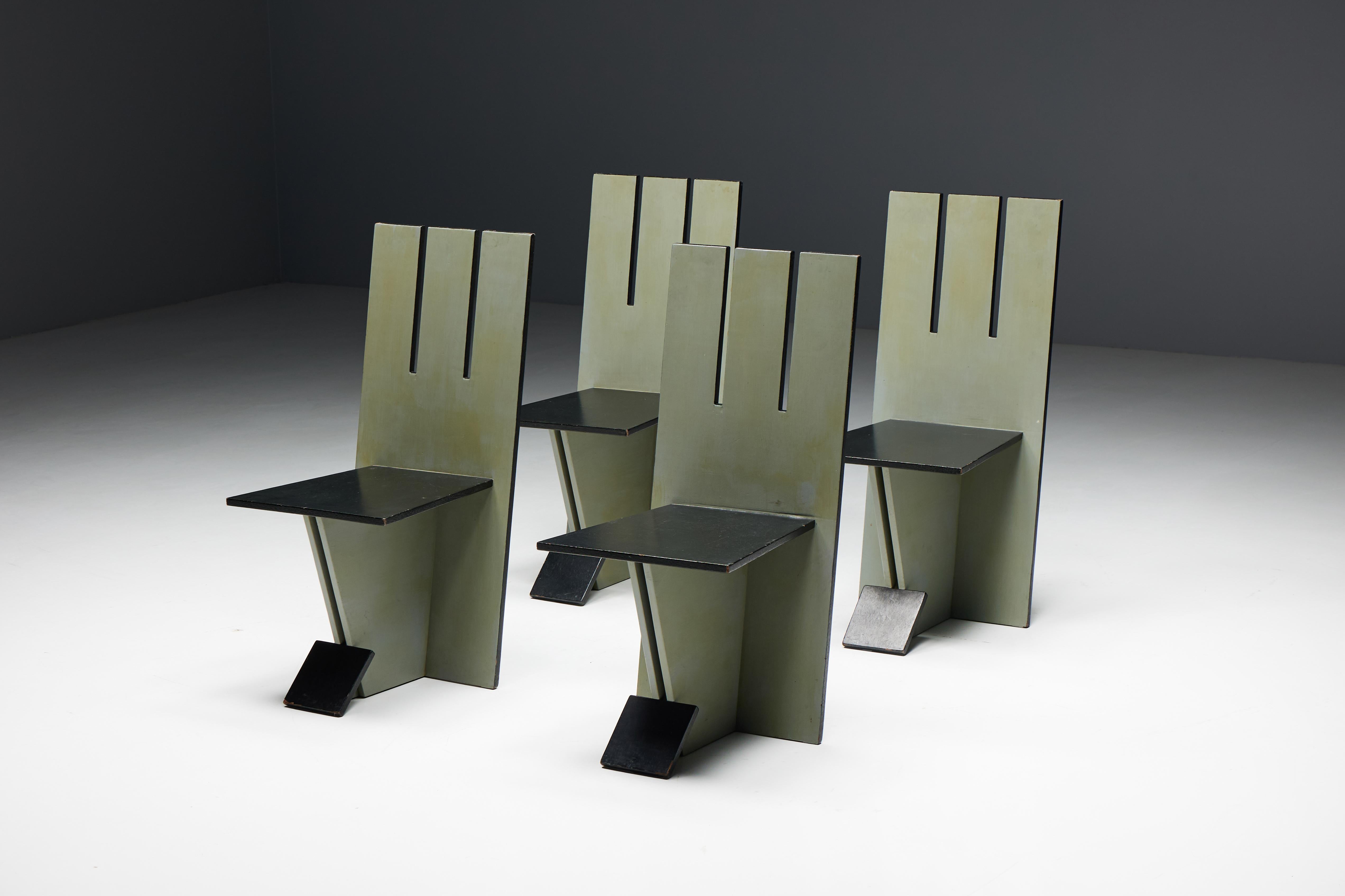 European Dining Chairs in the style of De Stijl Movement, Netherlands, 1950s For Sale