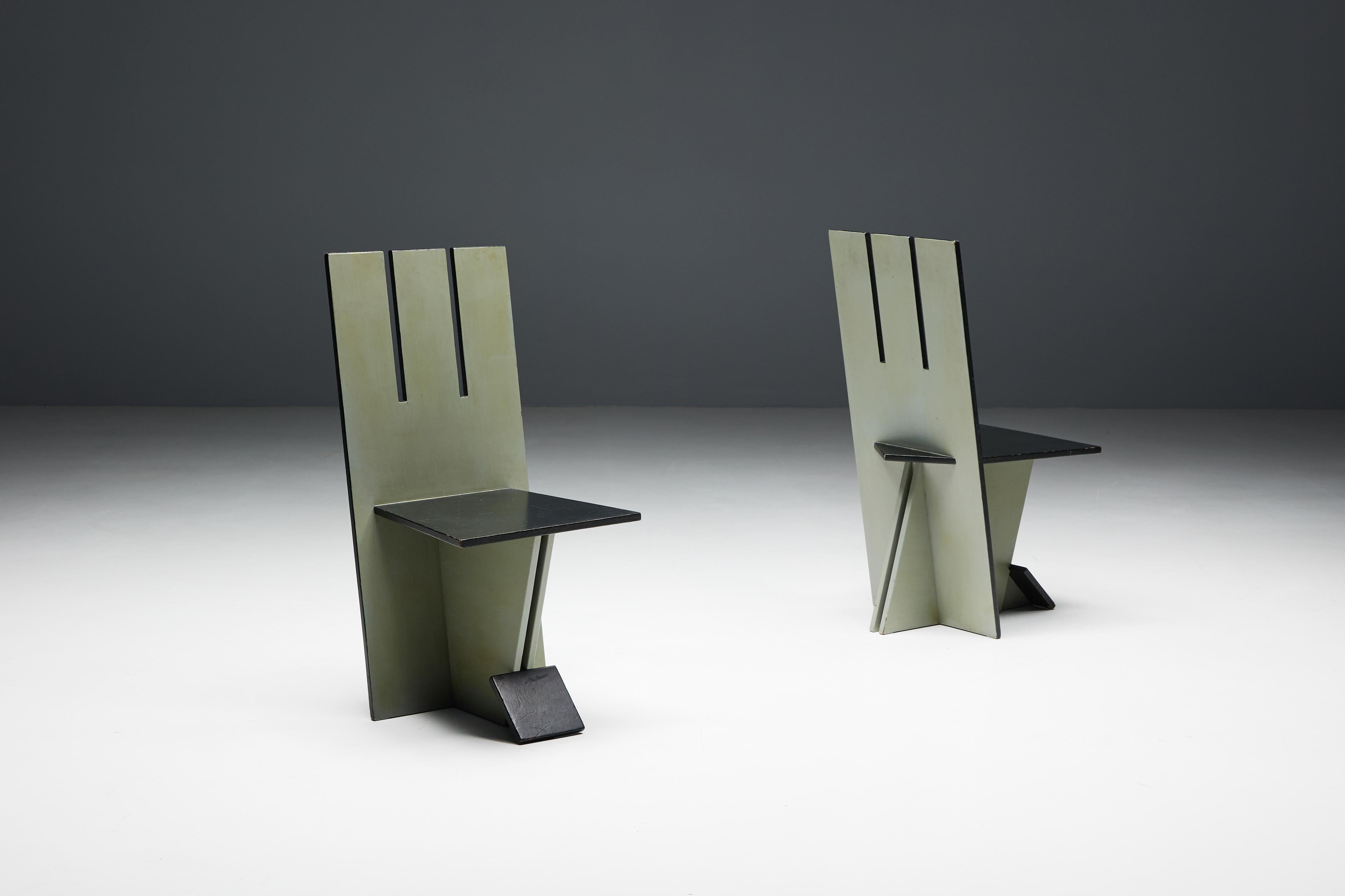 Dining Chairs in the style of De Stijl Movement, Netherlands, 1950s For Sale 1