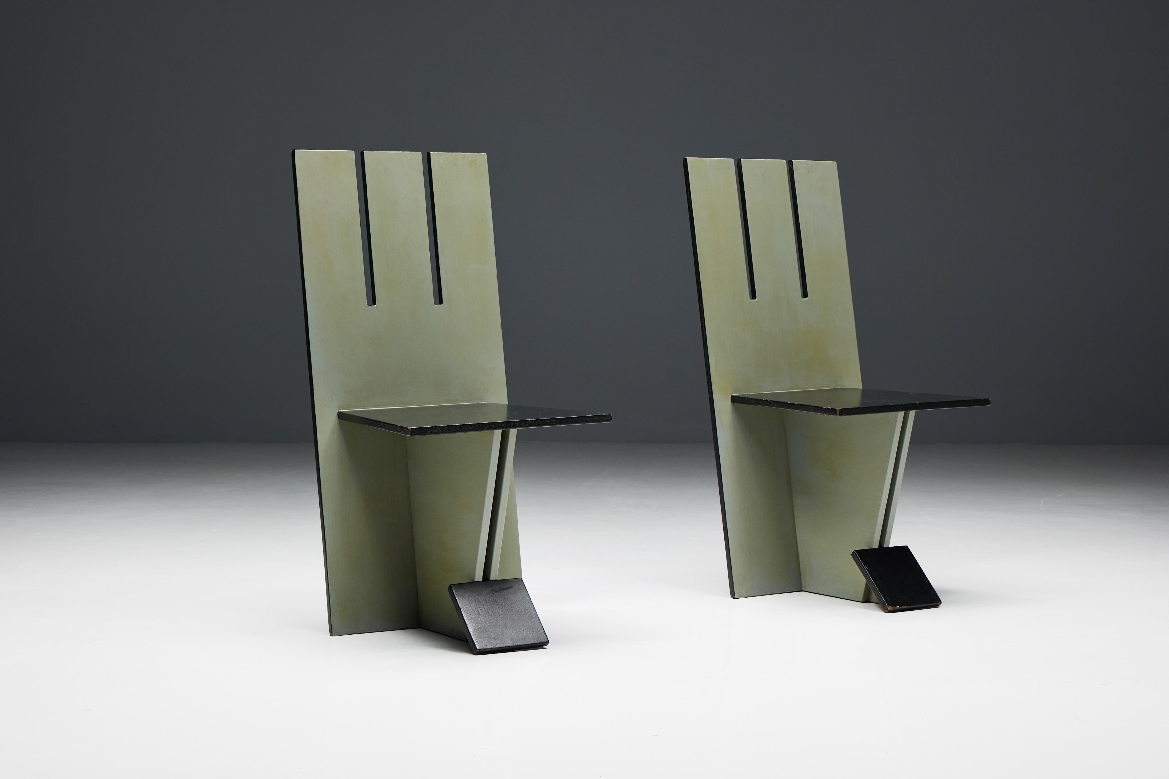 Dining Chairs in the style of De Stijl Movement, Netherlands, 1950s For Sale 3