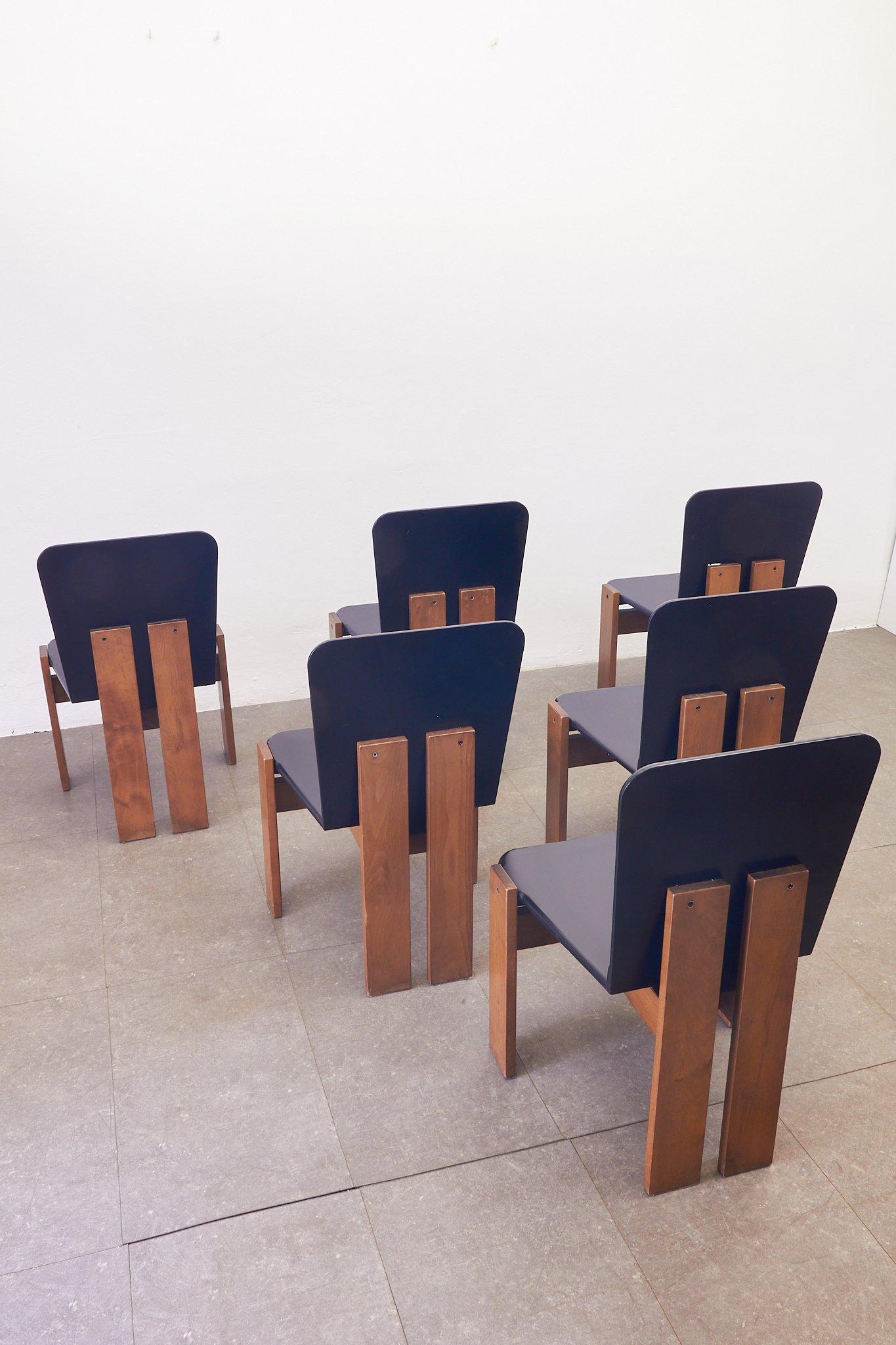Chaises de salle à manger dans le style de Tobia Scarpa, 1970, Ensemble de 6 en vente 10