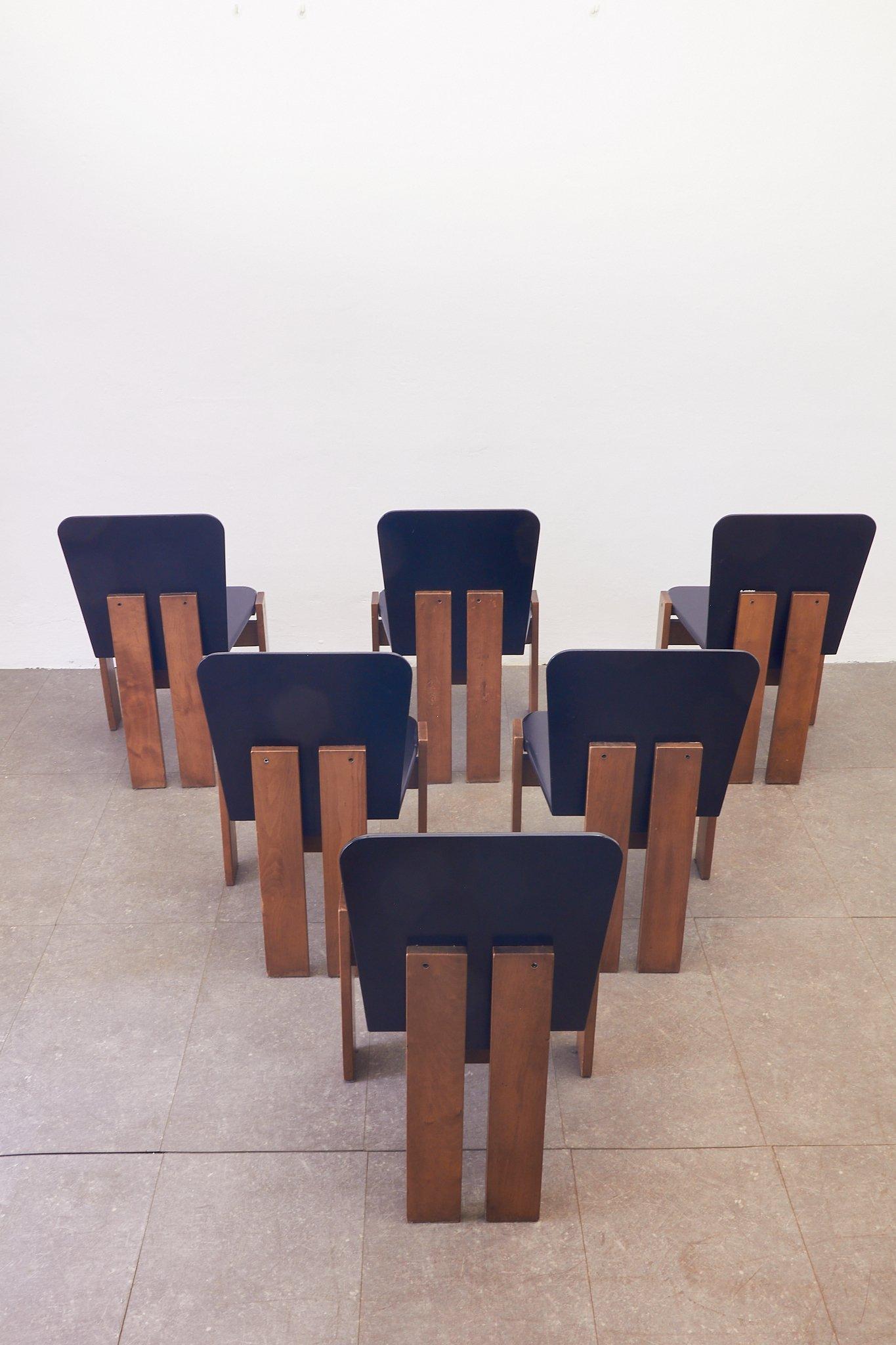 Chaises de salle à manger dans le style de Tobia Scarpa, 1970, Ensemble de 6 en vente 11