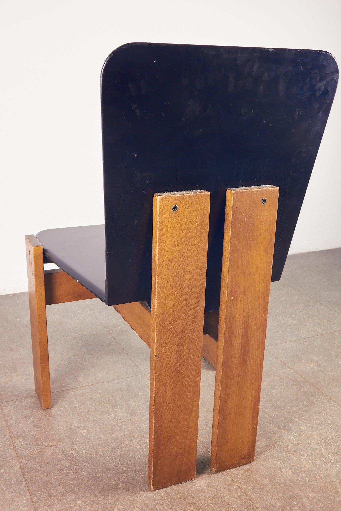 Bois de feuillus Chaises de salle à manger dans le style de Tobia Scarpa, 1970, Ensemble de 6 en vente