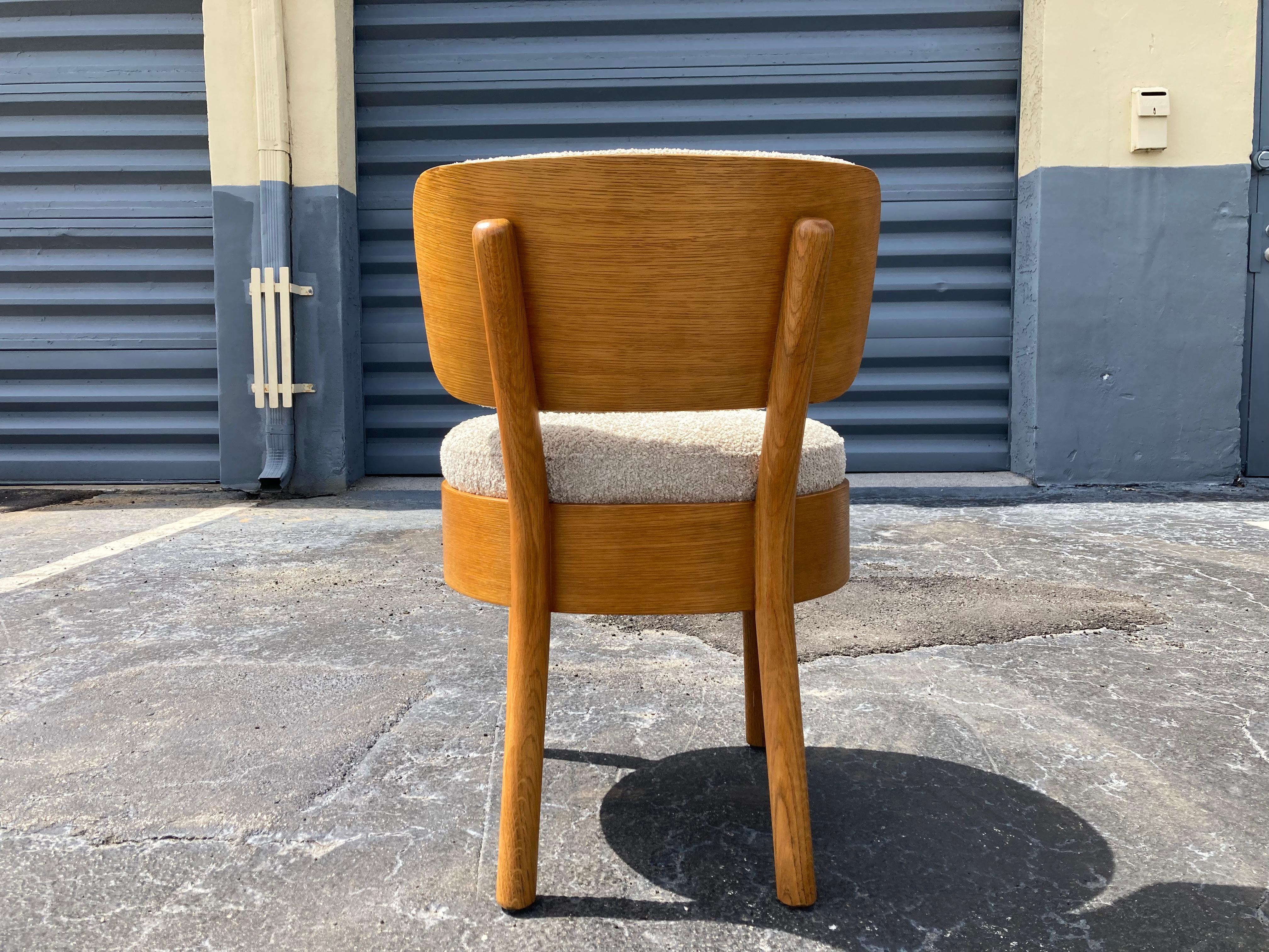 Dining Chairs in the style of Viggo Boesen, Bentwood, Oak and Boucle For Sale 9