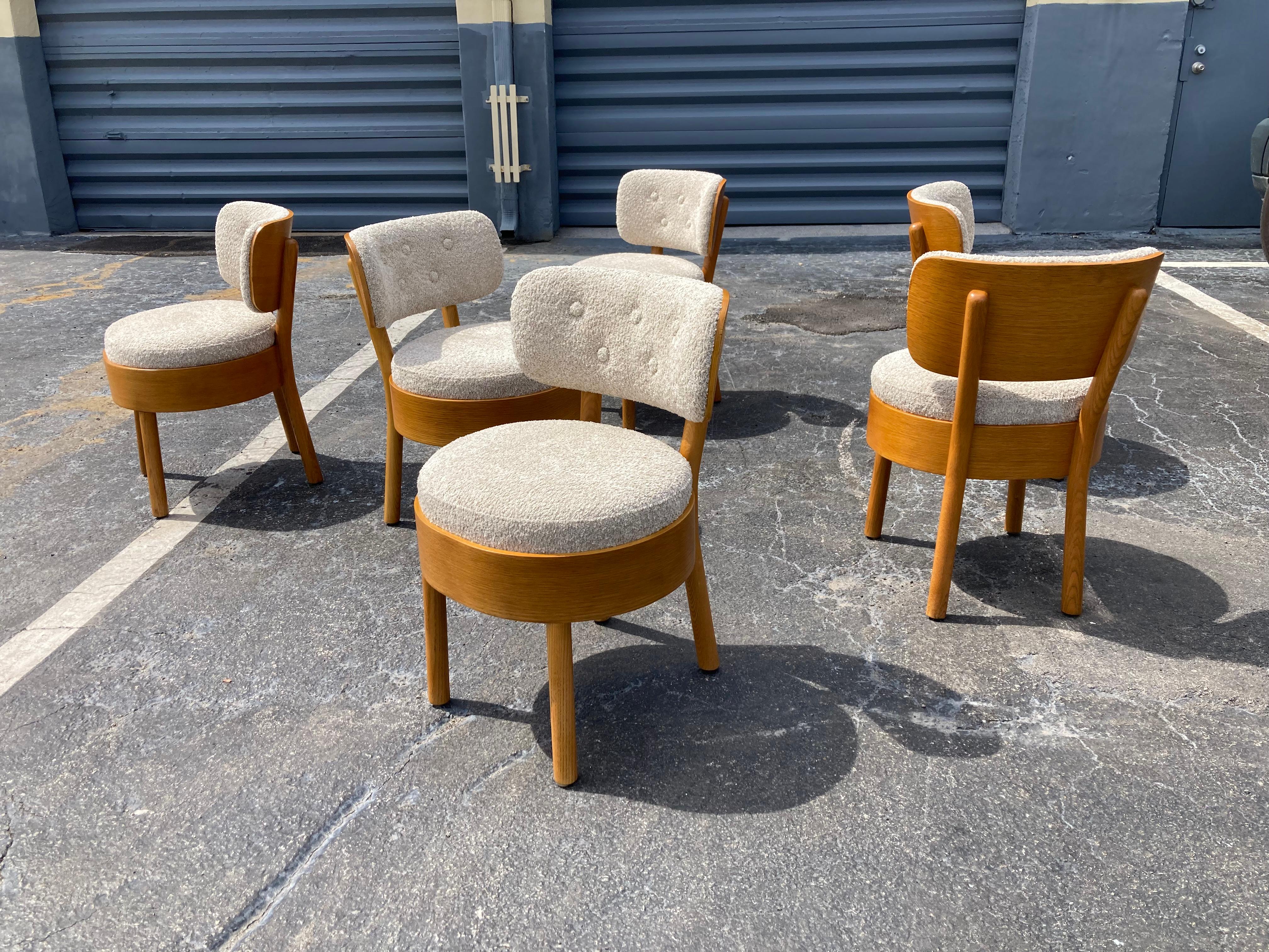 Modern Dining Chairs in the style of Viggo Boesen, Bentwood, Oak and Boucle For Sale