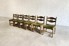 Set di 6 sedie da pranzo brutaliste in Wood e Fabrice