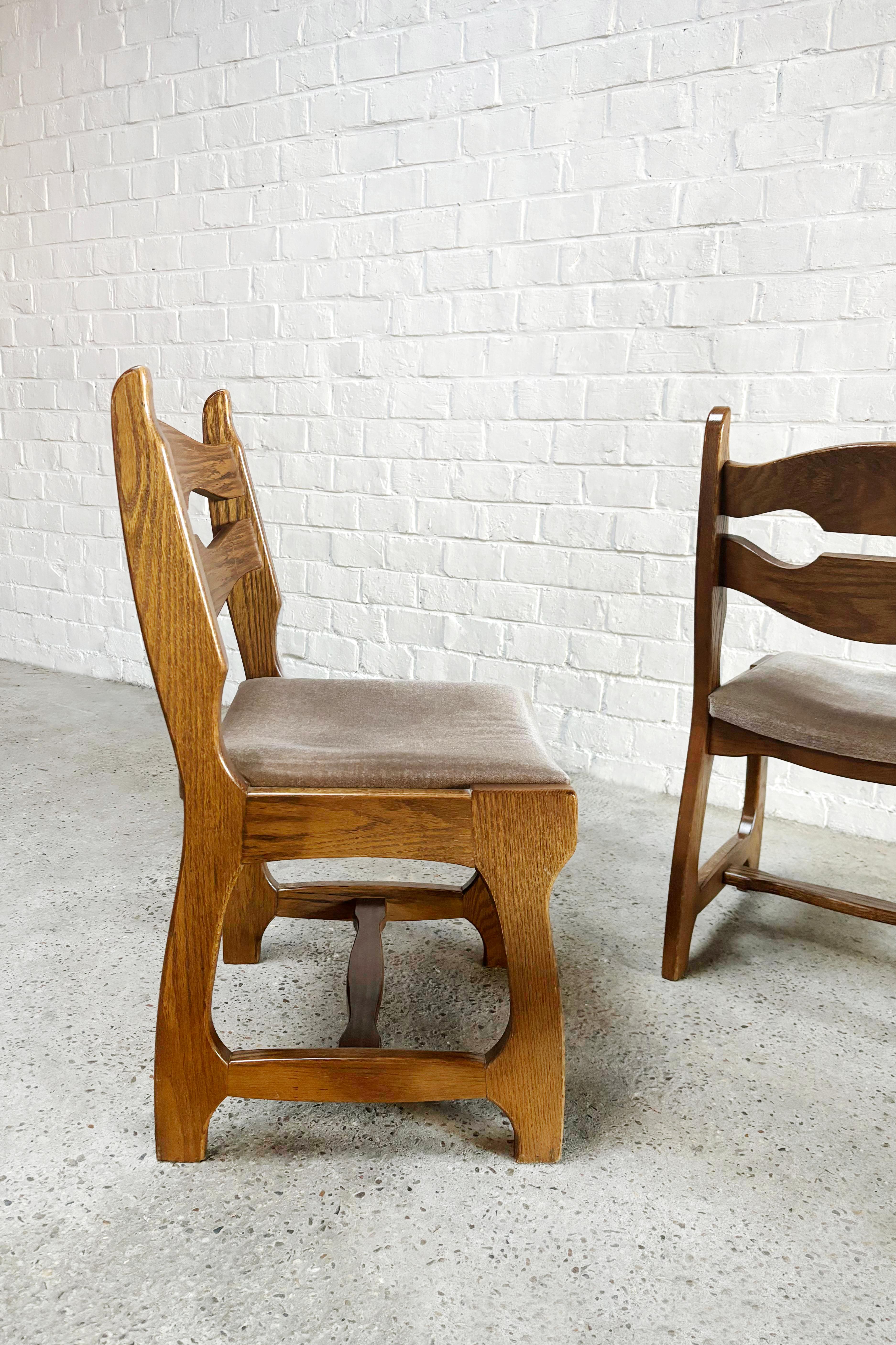 Milieu du XXe siècle Chaises de salle à manger en Wood et Fabrice par Guillerme et Chambron, années 1950, ensemble de 6 pièces en vente