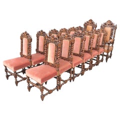 Dining Chairs, Large Set of 14, Antique Oak Dining Chairs, English. circa 1880