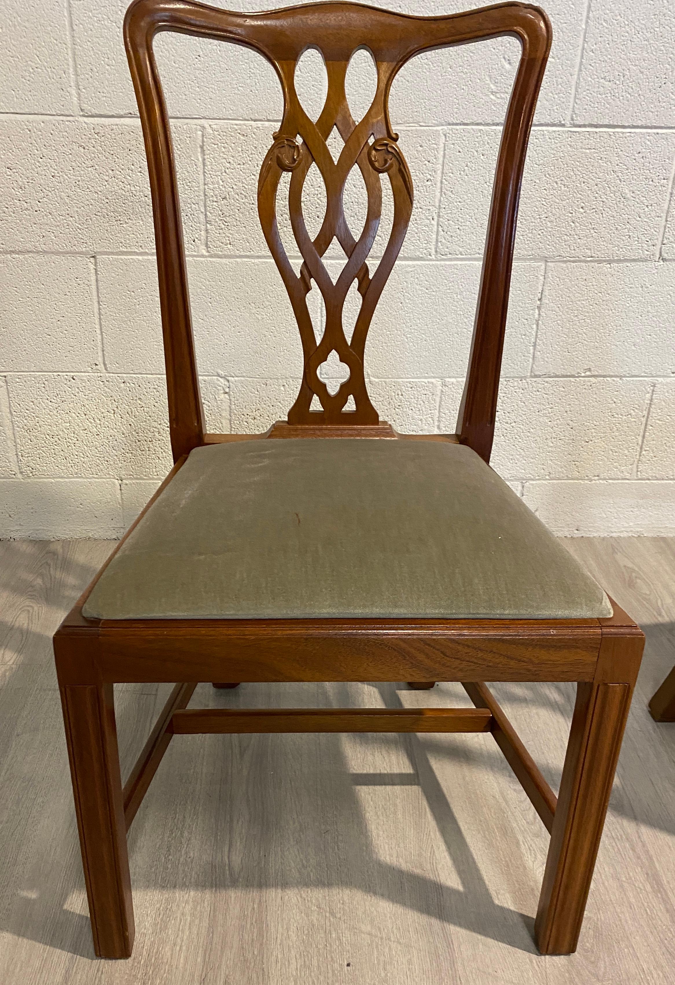 English Dining Chairs, Mahogany, Georgian Style, Made in England, Two Chairs without Arm For Sale