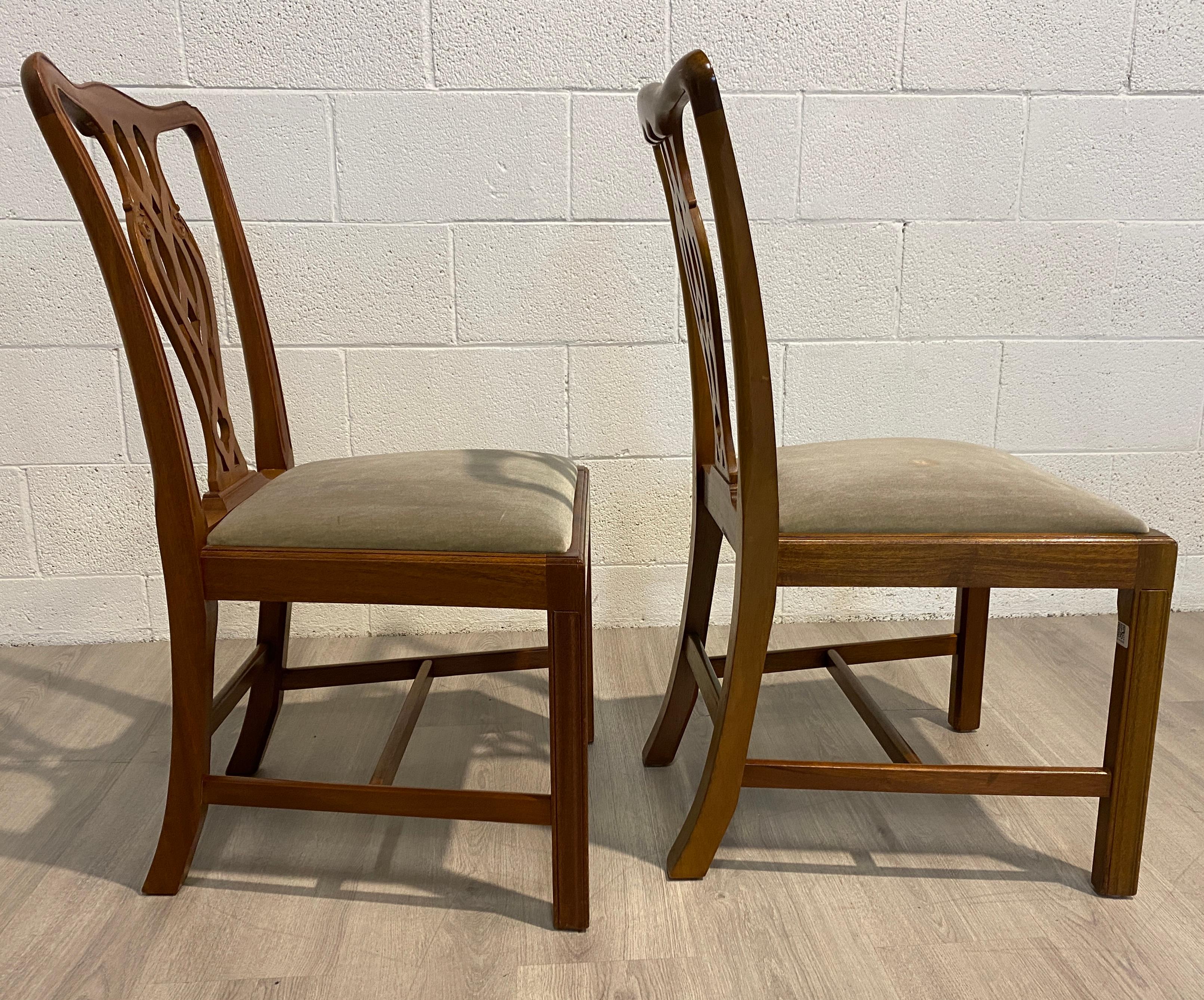 Hardwood Dining Chairs, Mahogany, Georgian Style, Made in England, Two Chairs without Arm For Sale