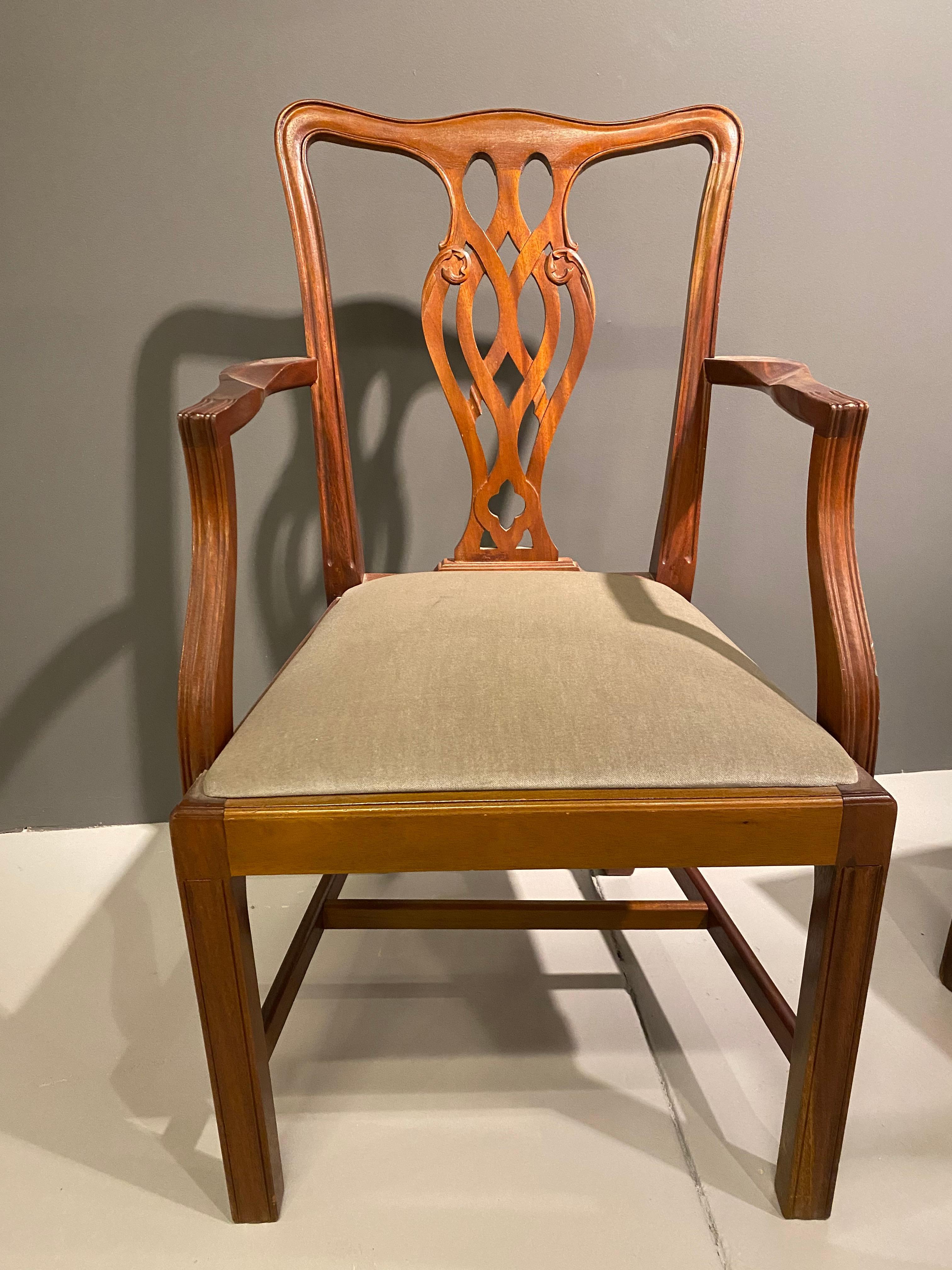 English Dining Chairs, Mahogany, Georgian Style, Made in England, Set of Eight