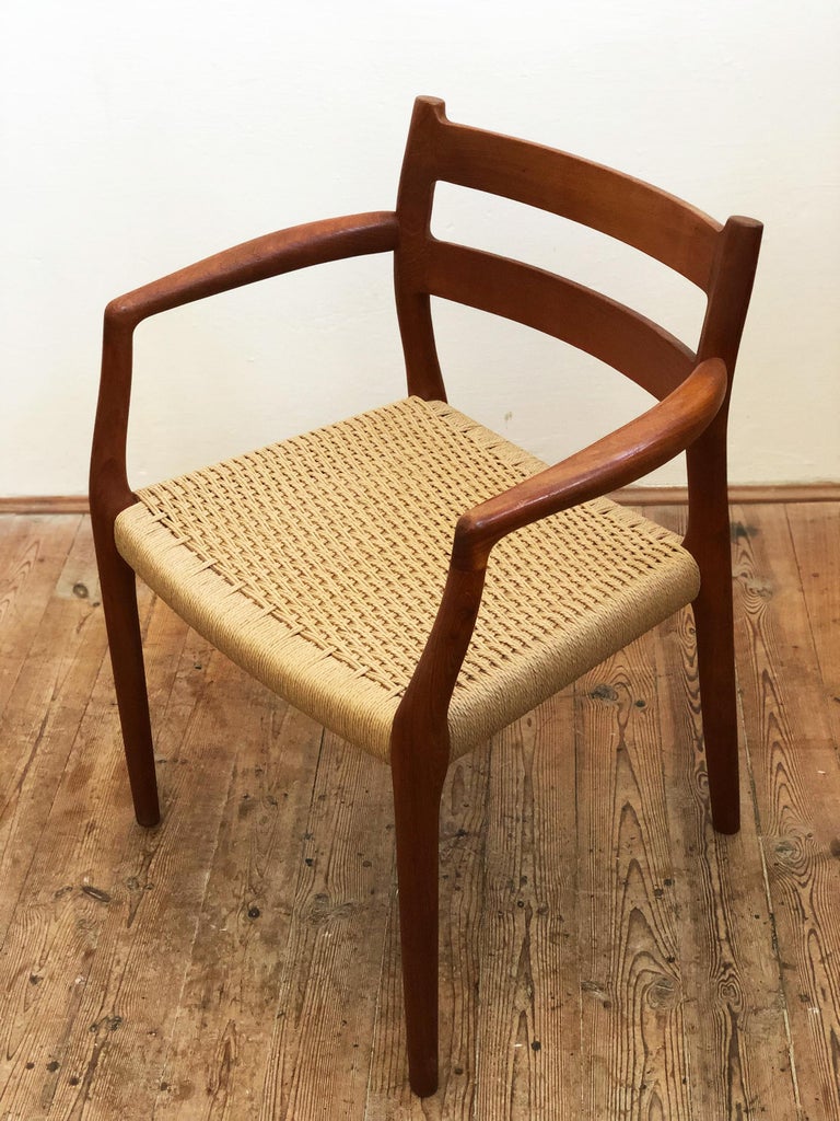 Dining Chairs, Model 67 by Niels O. Møller in Teak and Paper Cord, Set of 2 For Sale 3
