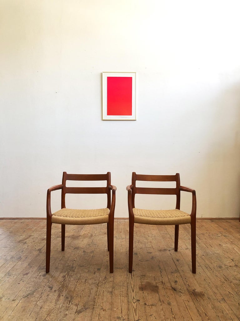 Dining Chairs, Model 67 by Niels O. Møller in Teak and Paper Cord, Set of 2 In Good Condition For Sale In Munich, Bavaria