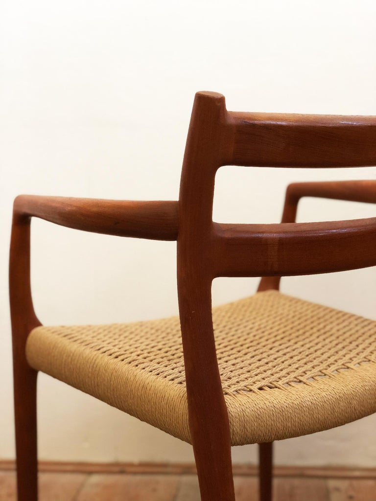 Mid-20th Century Dining Chairs, Model 67 by Niels O. Møller in Teak and Paper Cord, Set of 2 For Sale
