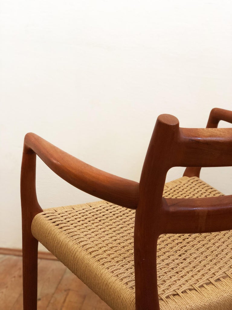 Papercord Dining Chairs, Model 67 by Niels O. Møller in Teak and Paper Cord, Set of 2 For Sale