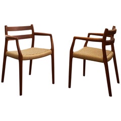 Dining Chairs, Model 67 by Niels O. Møller in Teak and Paper Cord, Set of 2