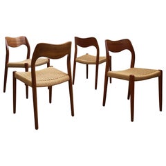 Dining Chairs, Model 71 by Niels O. Møller in Teak and Paper Cord, Set of 4