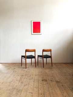 Dining Chairs, Model 75 by Niels O. Møller in Teak and Dark Upholstery, Set of 2
