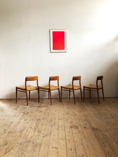 Dining Chairs, Model 75 by Niels O. Møller in Teak and Paper Cord, Set of 4