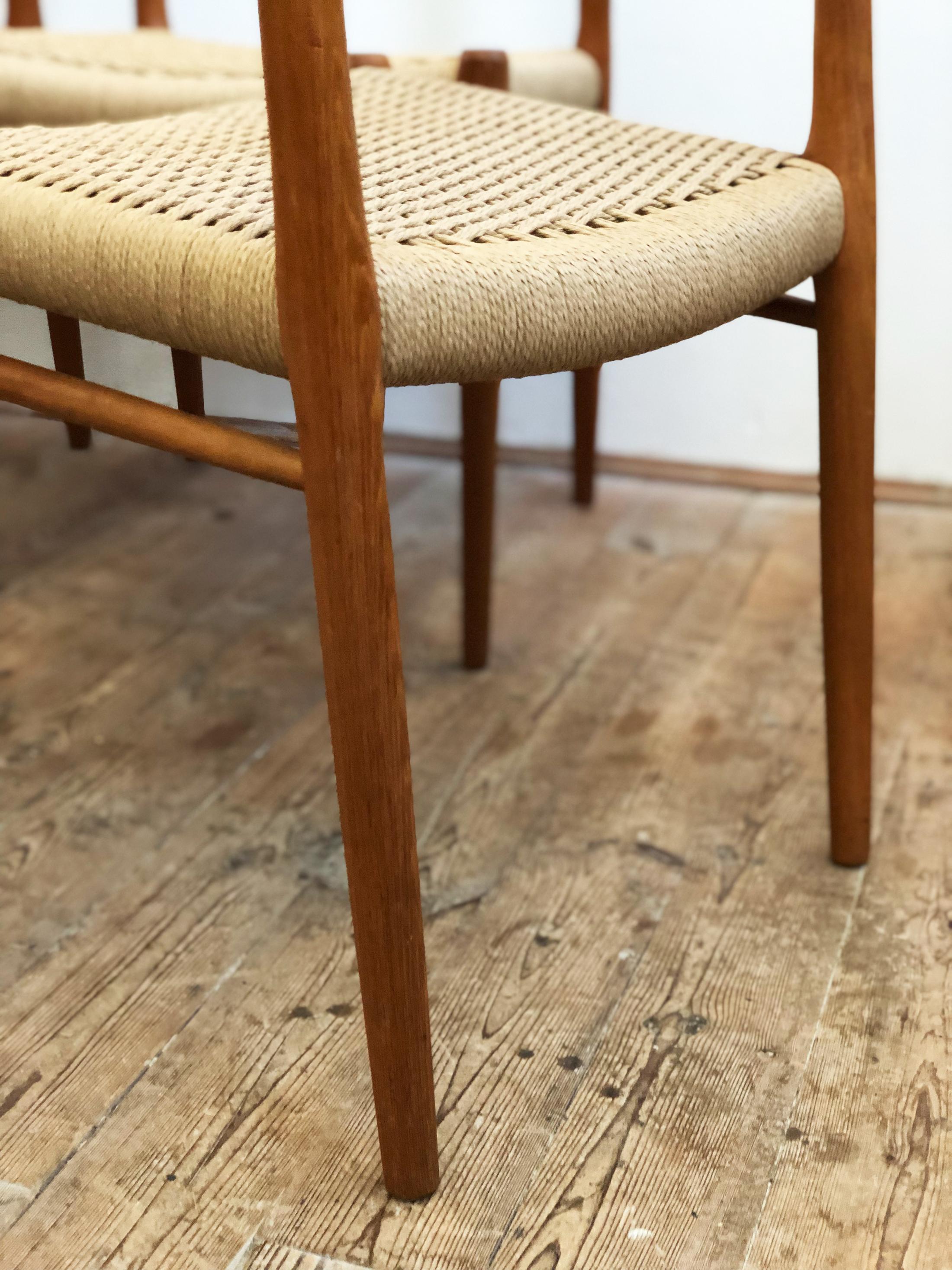 Dining Chairs, Model 75 by Niels O. Møller in Teak and Paper Cord, Set of 4 1
