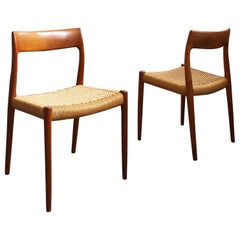 Dining Chairs, Model 77 by Niels O. Møller in Teak and Paper Cord, Set of 2