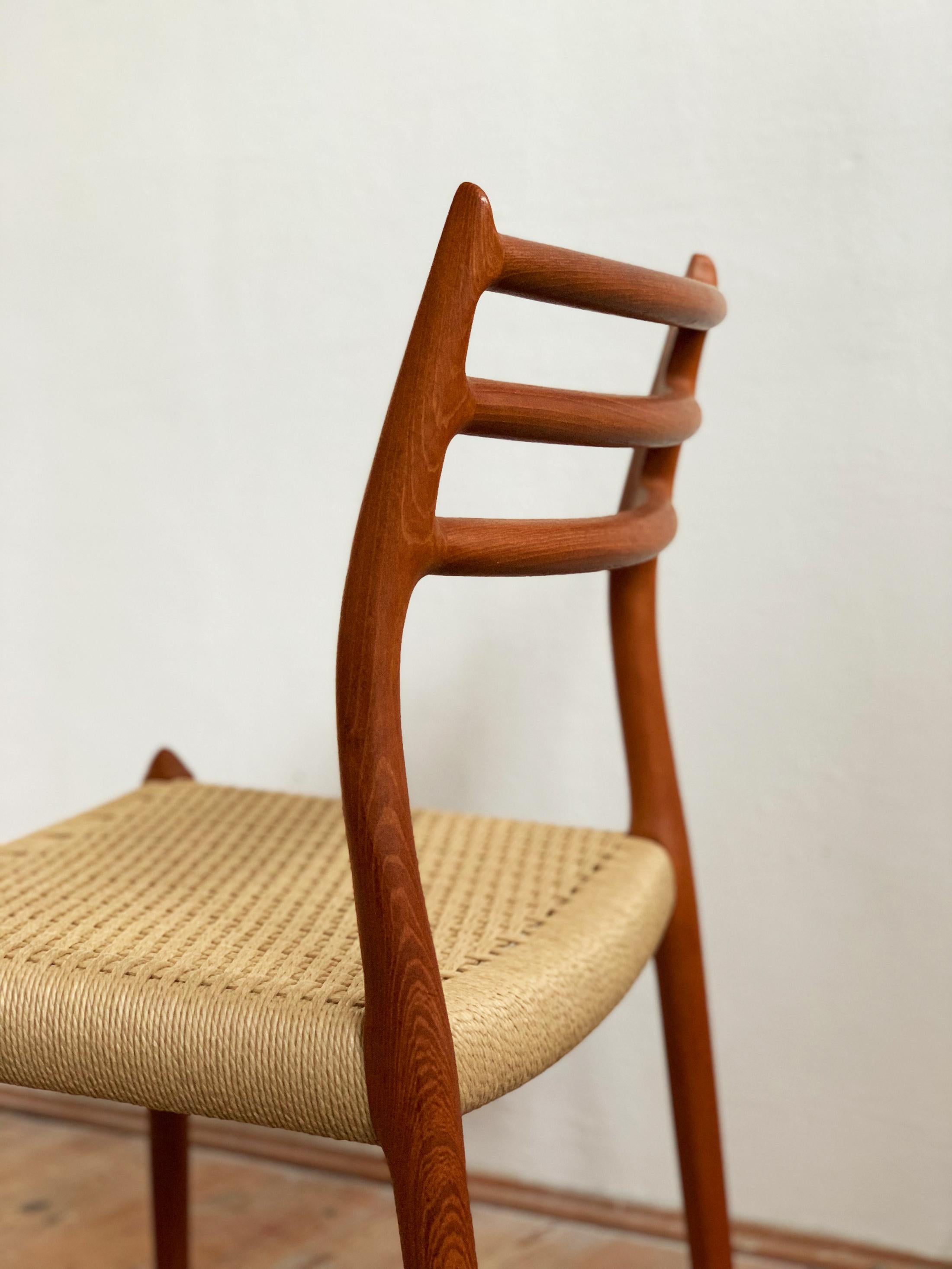 Dining Chairs, Model 78 and 62 by Niels O. Møller in Teak and Leather, Set of 8 For Sale 4