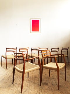 Dining Chairs, Model 78 and 62 by Niels O. Møller in Teak and Leather, Set of 8