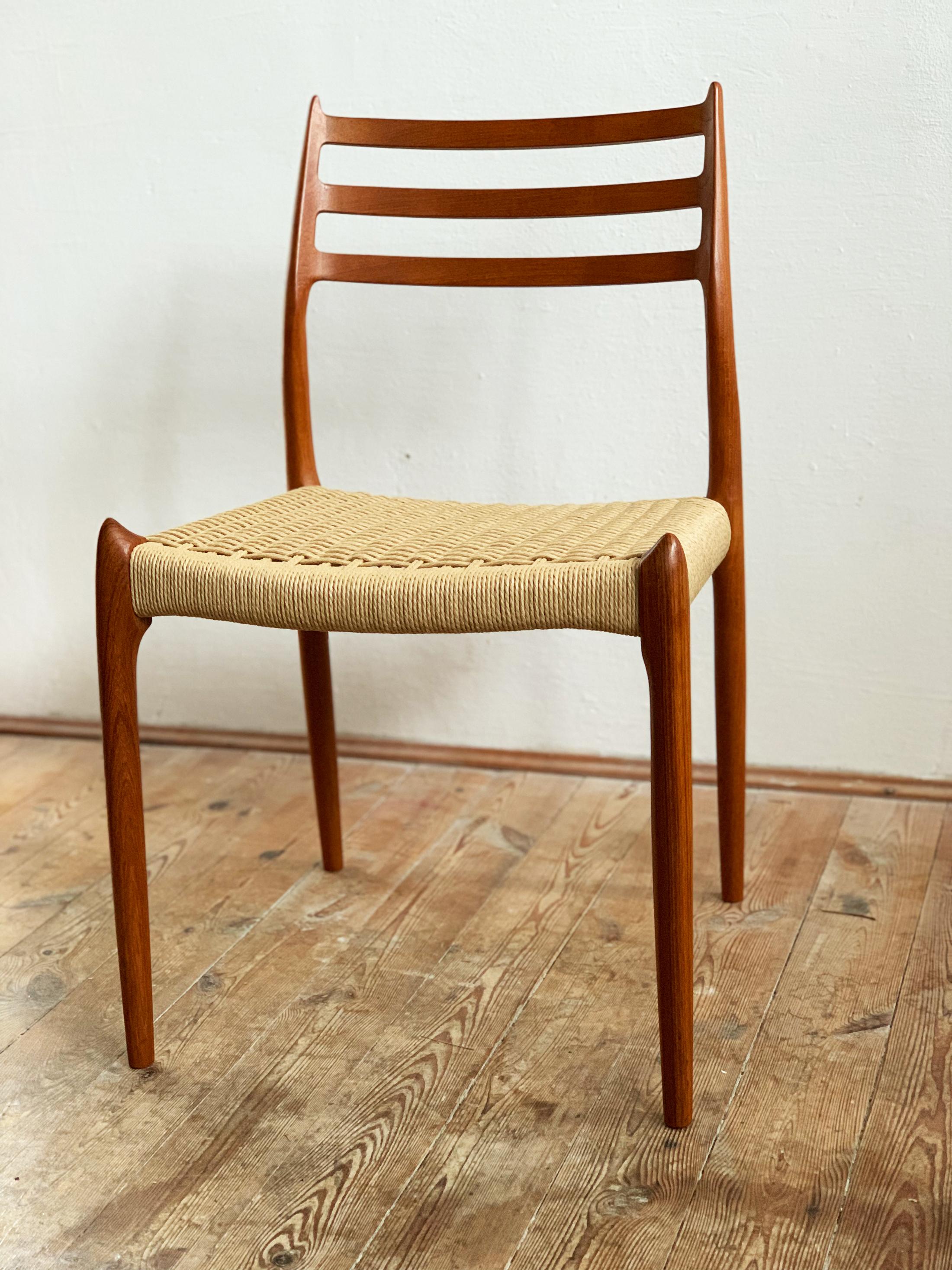 Dining Chairs, Model 78 and 62 by Niels O. Møller in Teak and Leather, Set of 8 For Sale 1