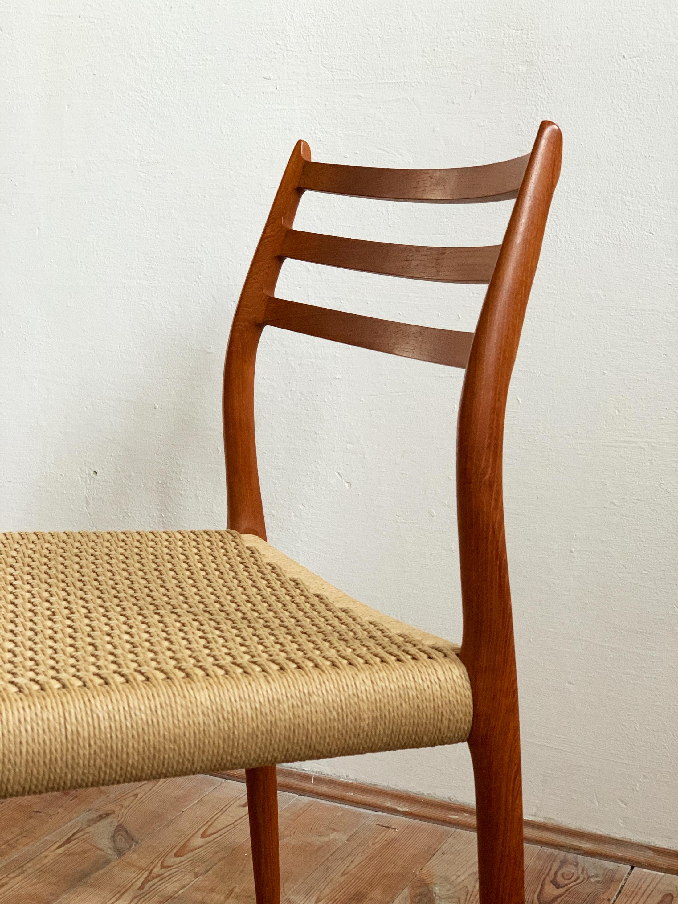 Dining Chairs, Model 78 and 62 by Niels O. Møller in Teak and Leather, Set of 8 For Sale 3