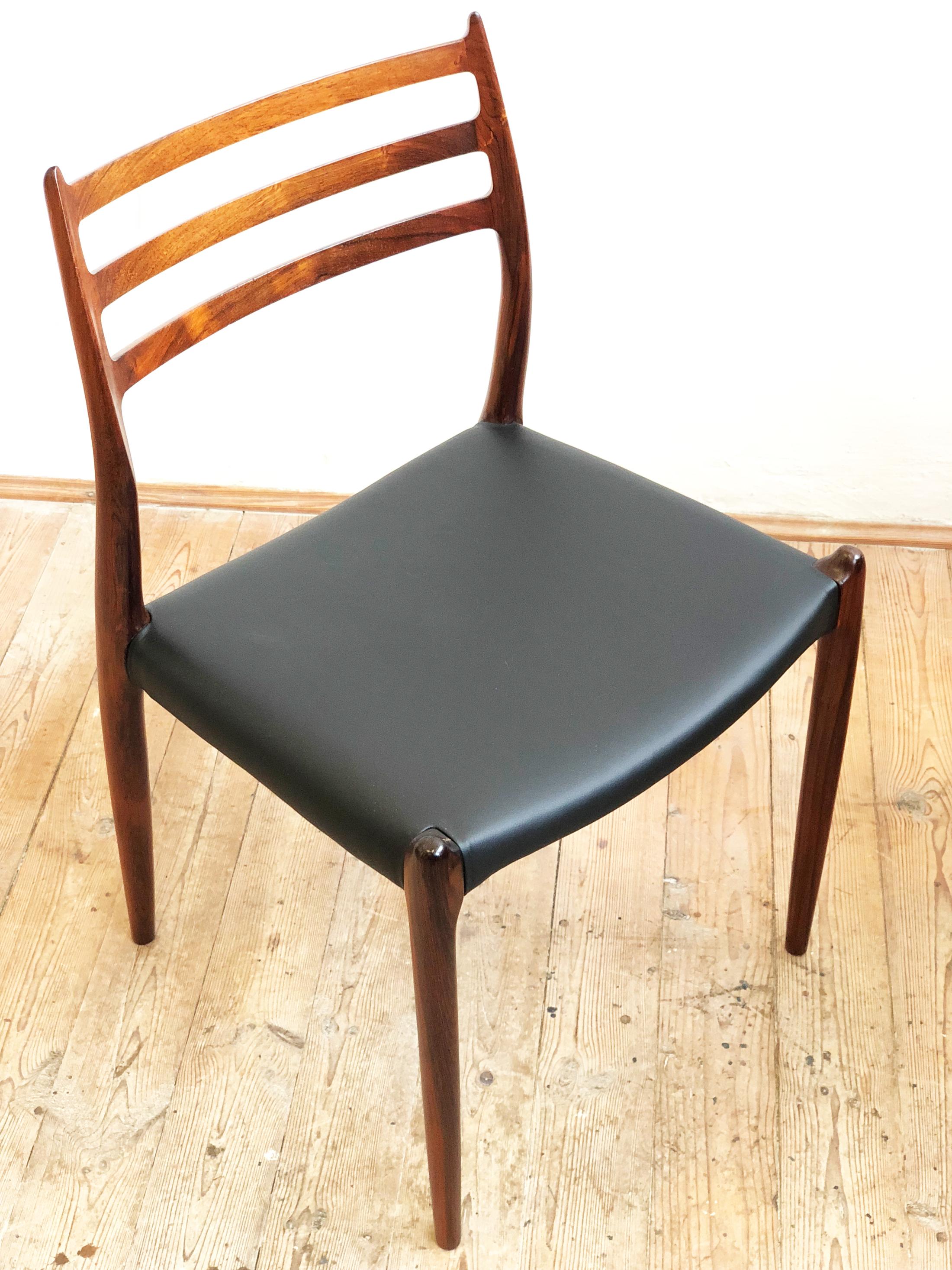 Dining Chairs, Model 78 by Niels O. Møller in Teak and Leather, Set of 4 5