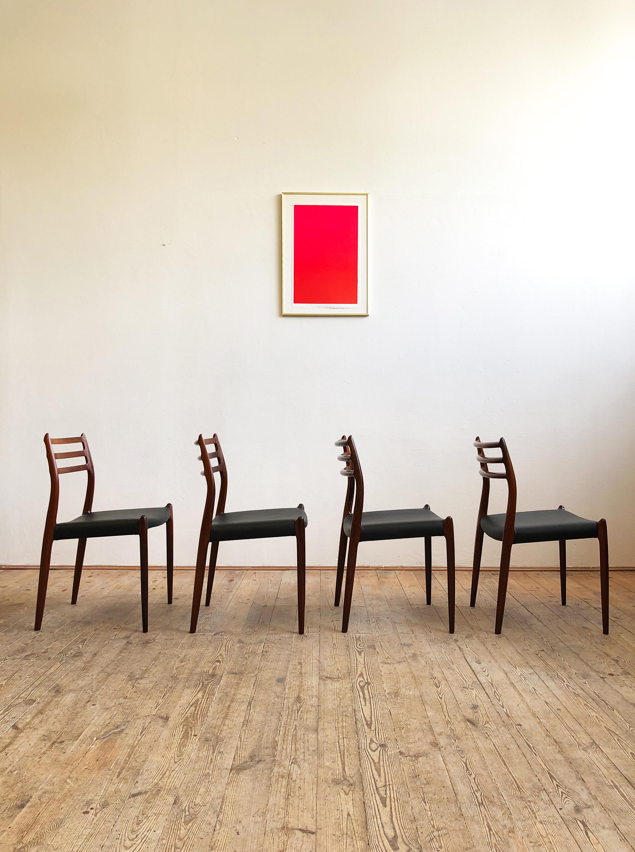 Dining Chairs, Model 78 by Niels O. Møller in Teak and Leather, Set of 4 In Excellent Condition In Munich, Bavaria