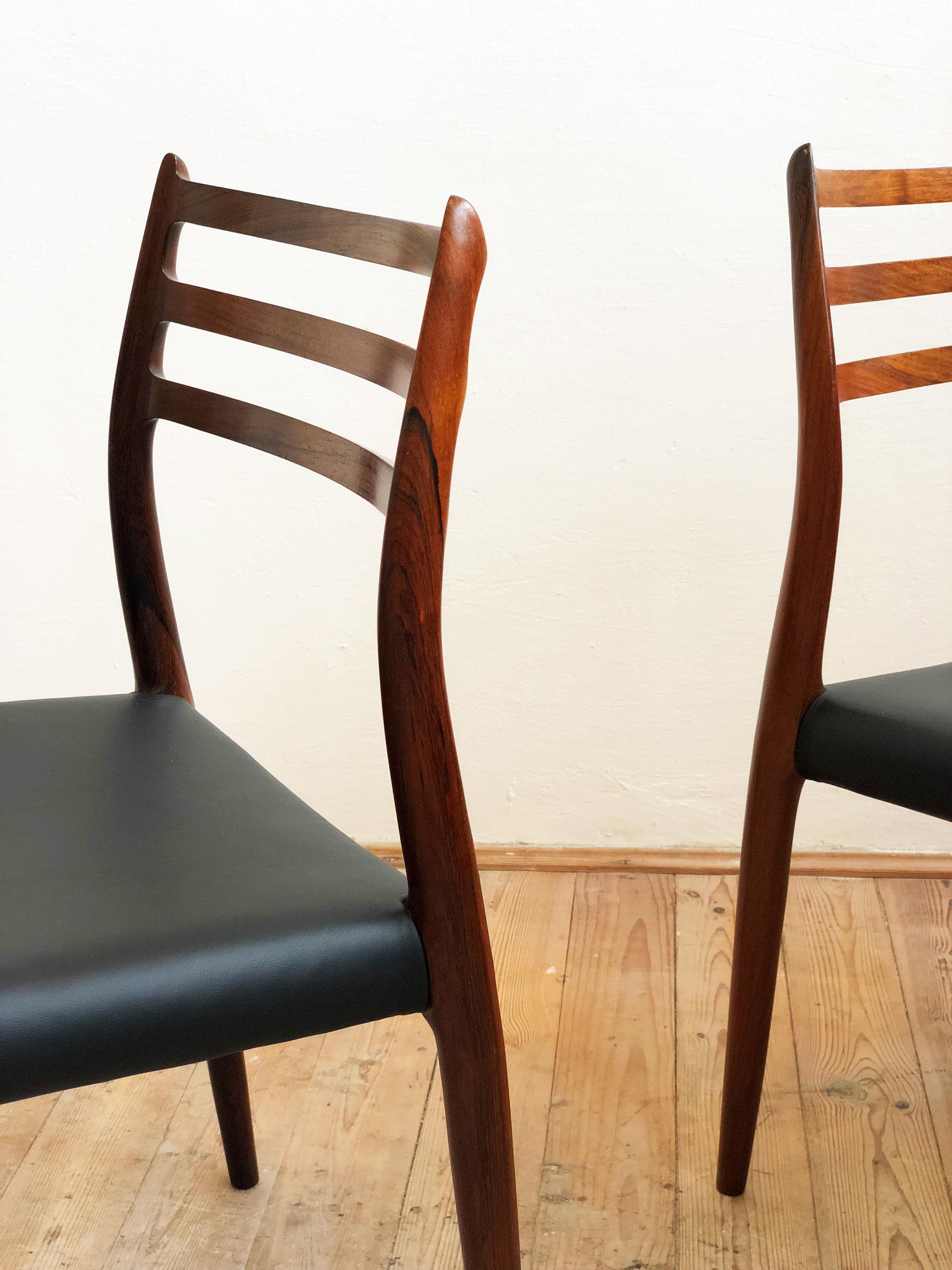 Mid-20th Century Dining Chairs, Model 78 by Niels O. Møller in Teak and Leather, Set of 4