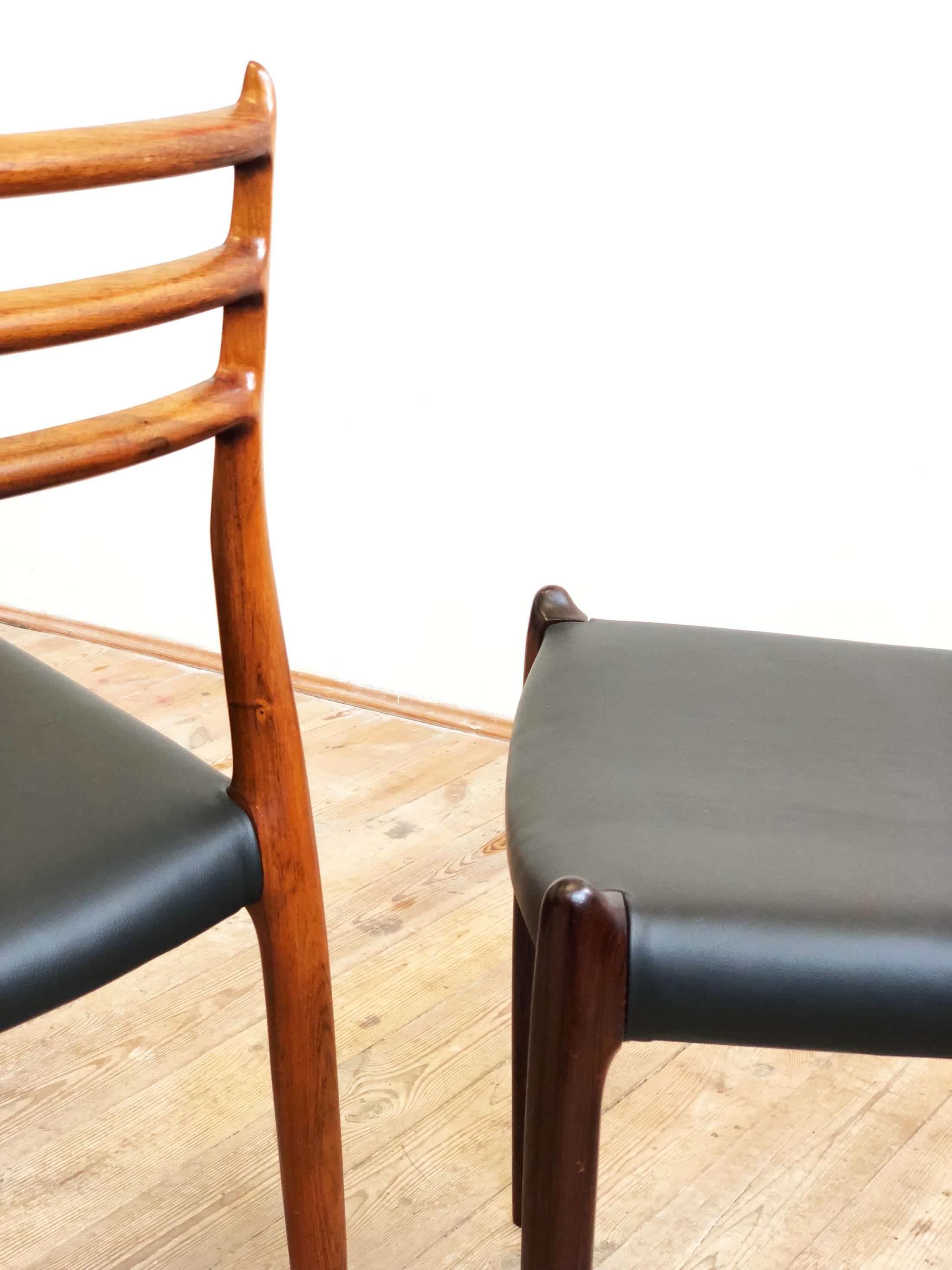 Dining Chairs, Model 78 by Niels O. Møller in Teak and Leather, Set of 4 1