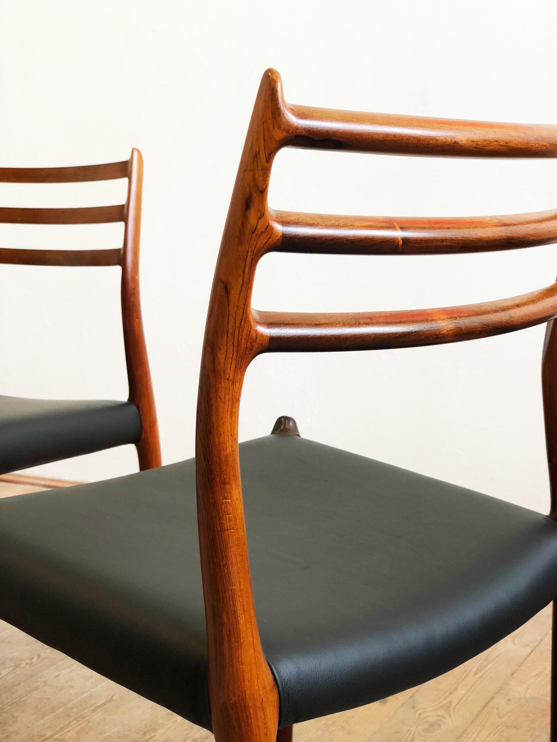Dining Chairs, Model 78 by Niels O. Møller in Teak and Leather, Set of 4 2