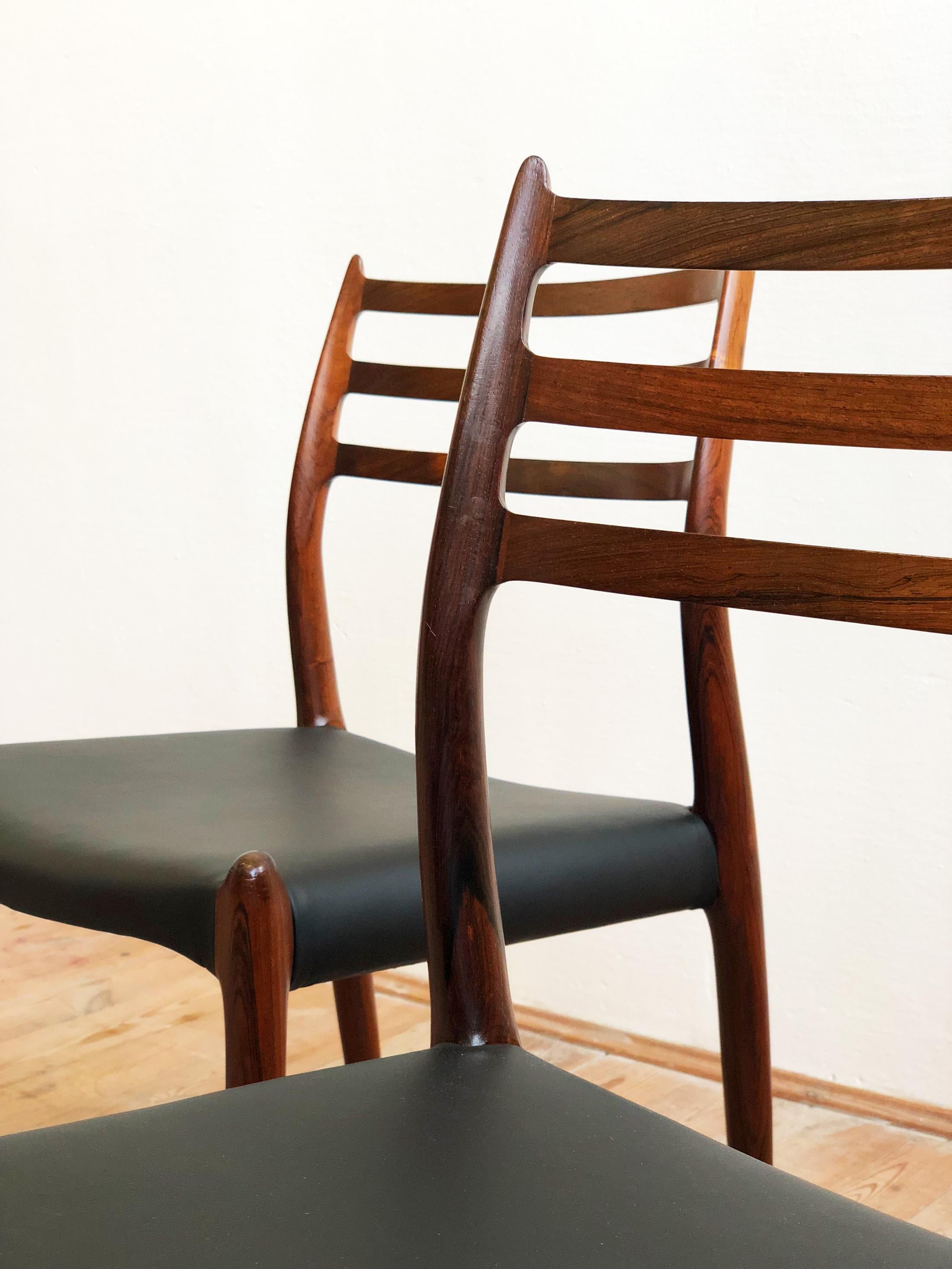 Dining Chairs, Model 78 by Niels O. Møller in Teak and Leather, Set of 4 3