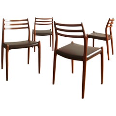 Dining Chairs, Model 78 by Niels O. Møller in Teak and Leather, Set of 4