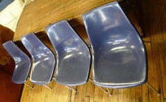 Dining Chairs of Blue Fiberglass with Chrome Frames from Kreuger, Set of 4