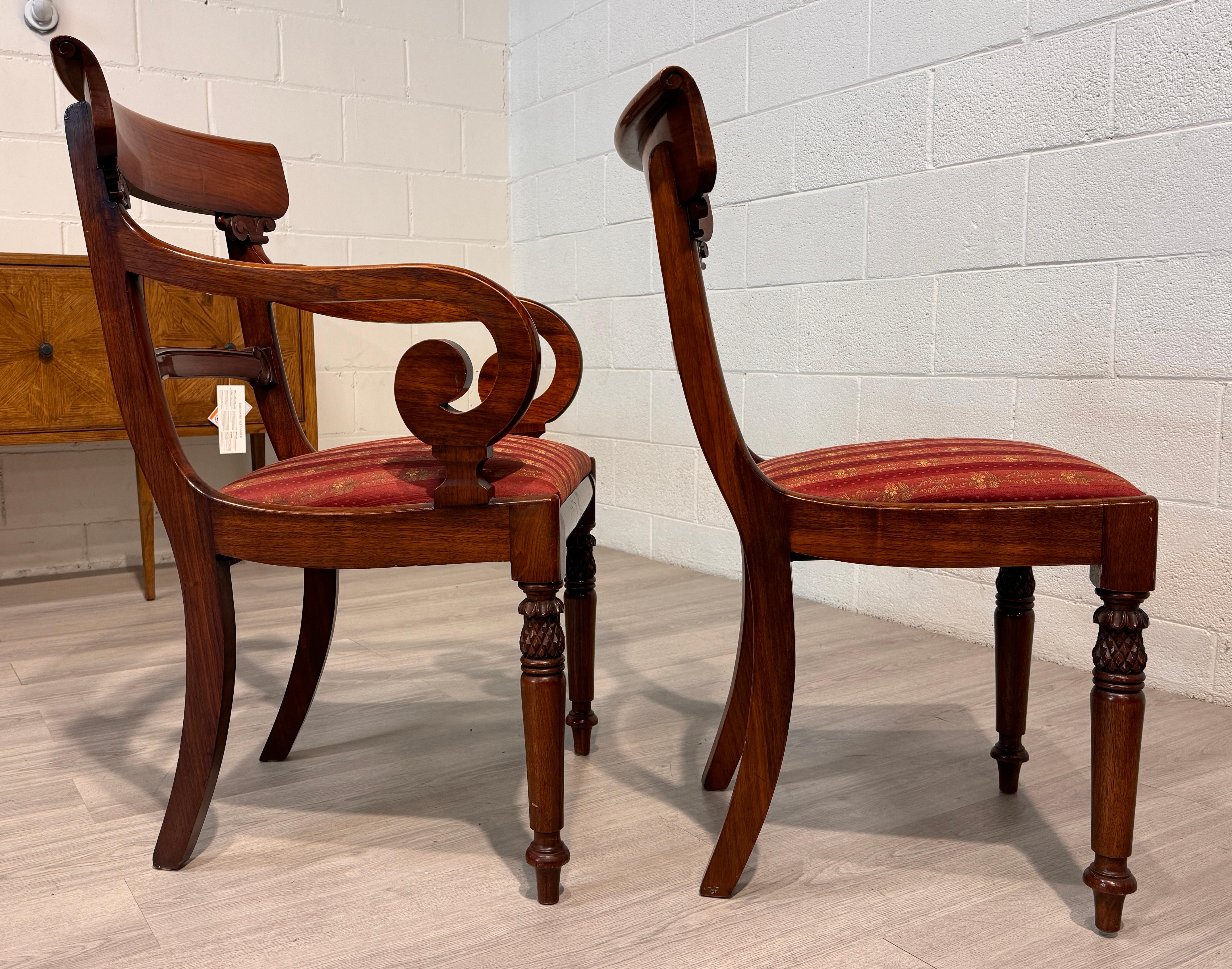 Victorian Dining Chairs Set of 12 Walnut, 1 Carver and 11 Side Chairs For Sale