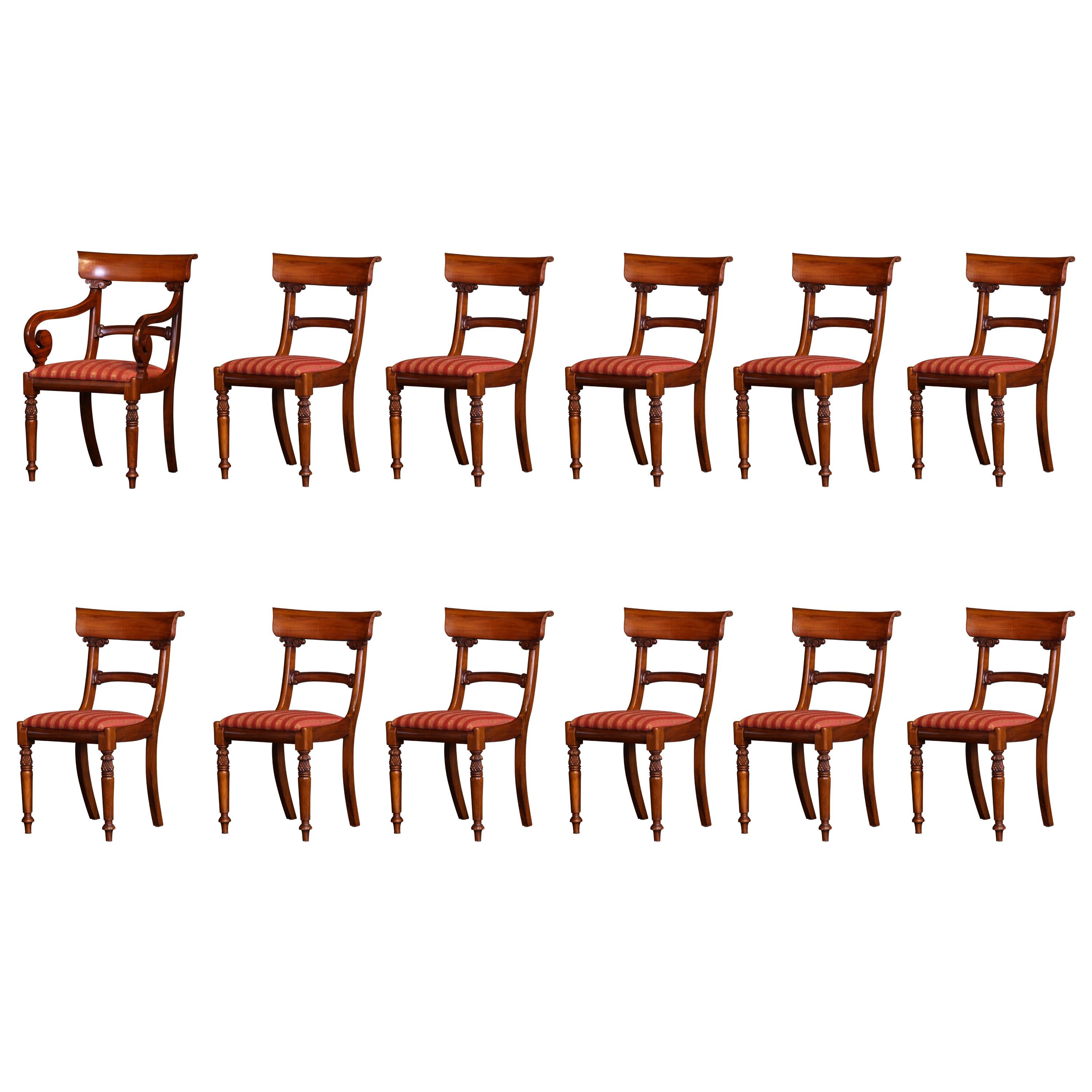 Dining Chairs Set of 12 Walnut, 1 Carver and 11 Side Chairs