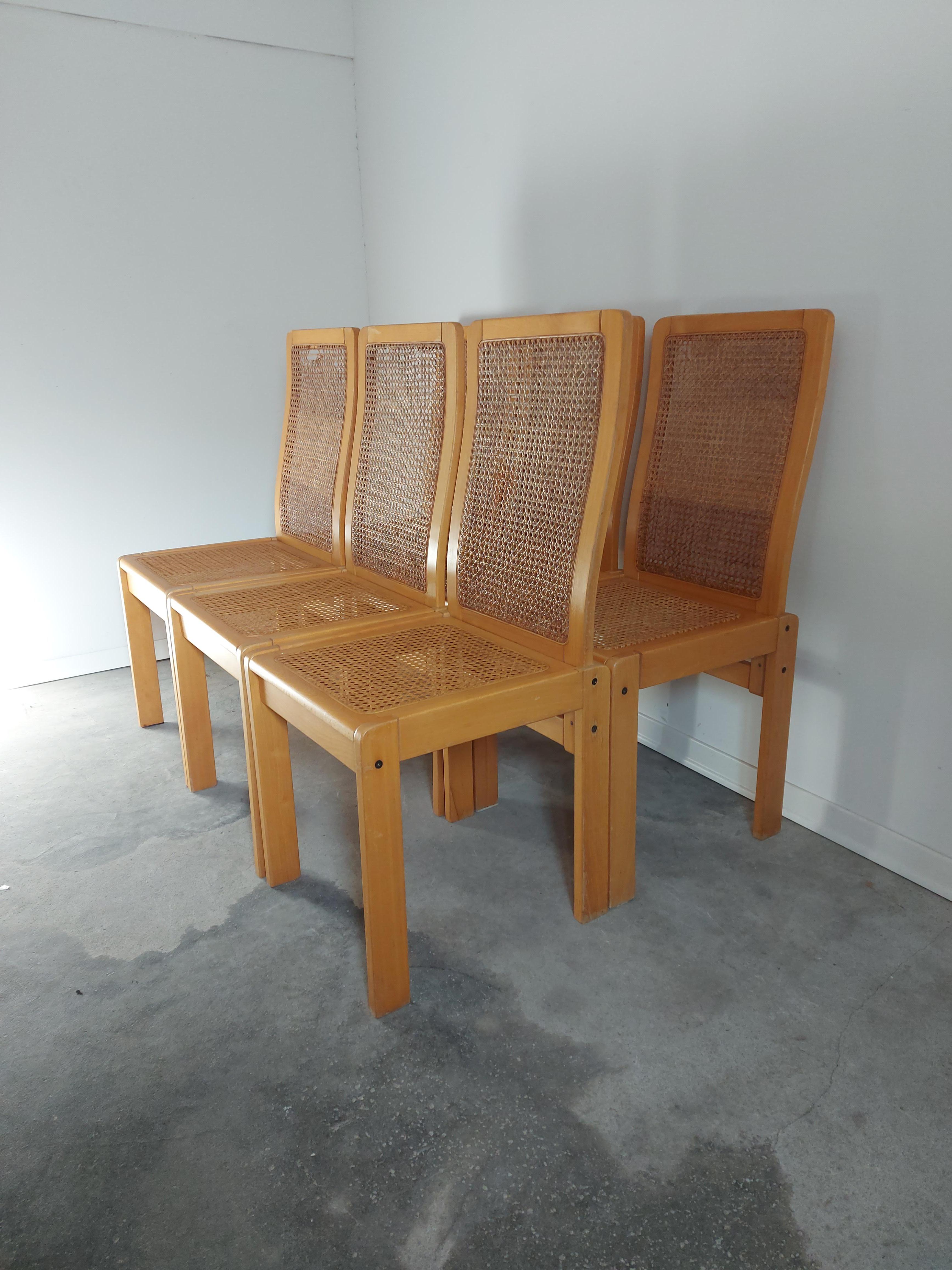 Mid-Century Modern Dining Chairs, Set of 6, 1970s, Very Rare For Sale