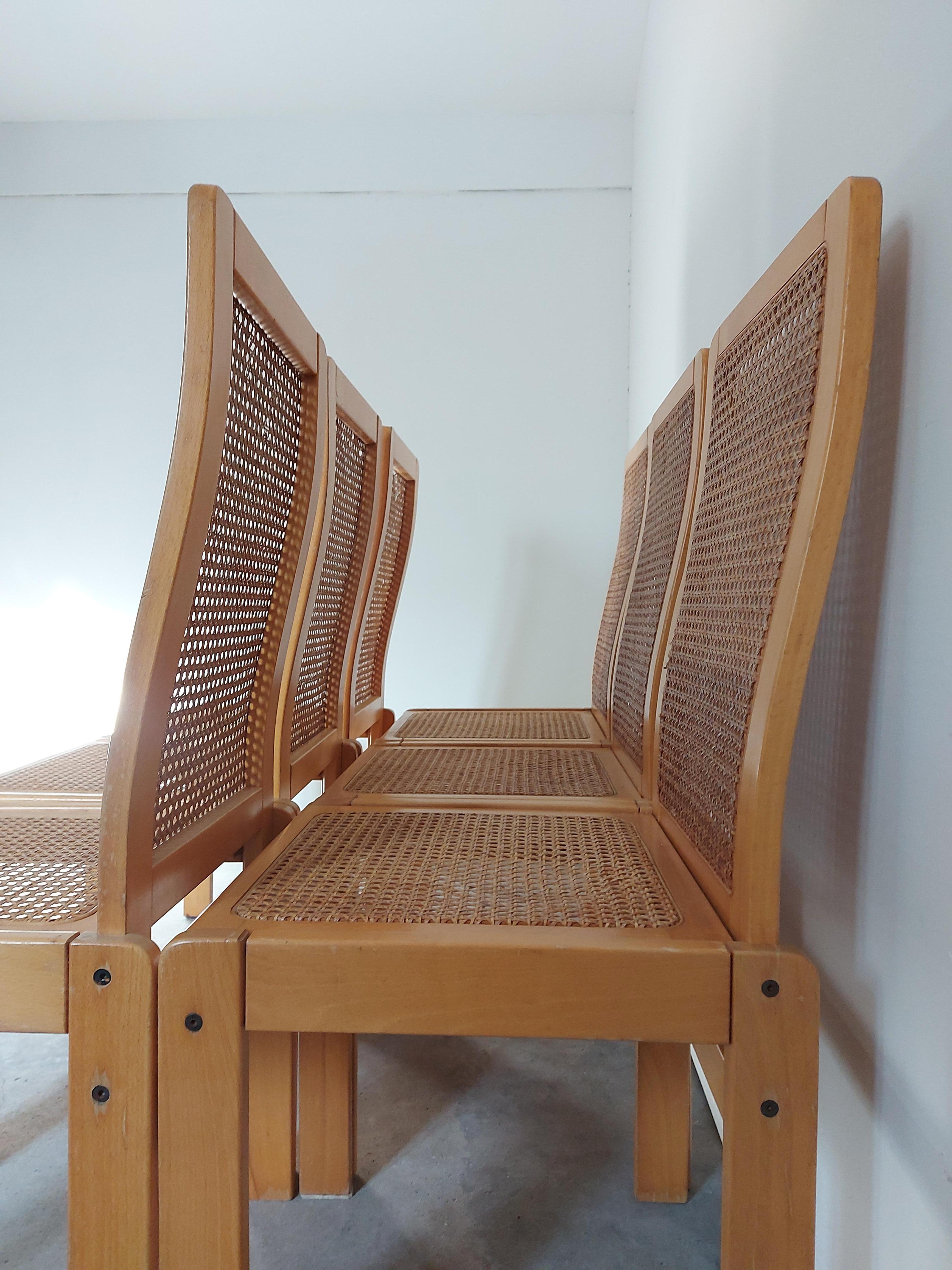 Slovenian Dining Chairs, Set of 6, 1970s, Very Rare For Sale
