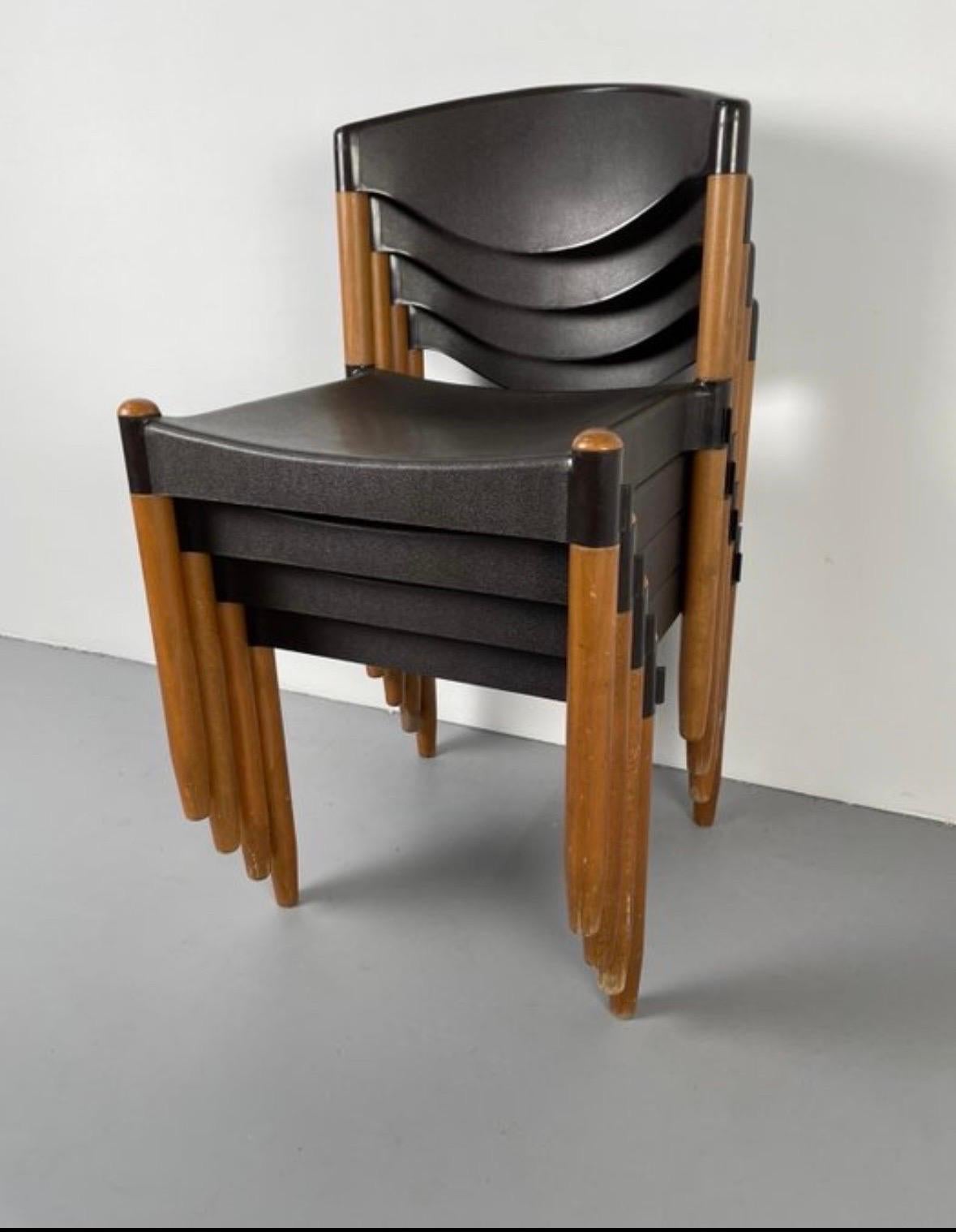Allemand  Chaises de salle à manger Strax de Hartmut Lohmeyer pour Casala, Allemagne, années 1970, ensemble de quatre pièces en vente