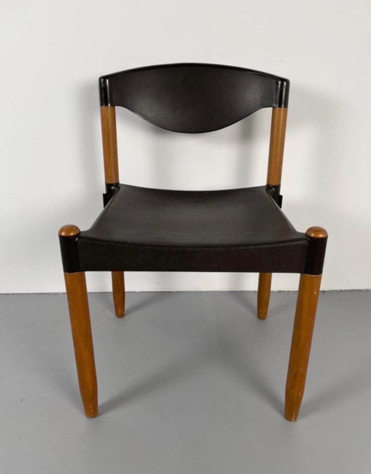  Esszimmerstühle mit Riemen von Hartmut Lohmeyer für Casala, Deutschland, 1970er Jahre, Satz von vier Stühlen (Ende des 20. Jahrhunderts) im Angebot