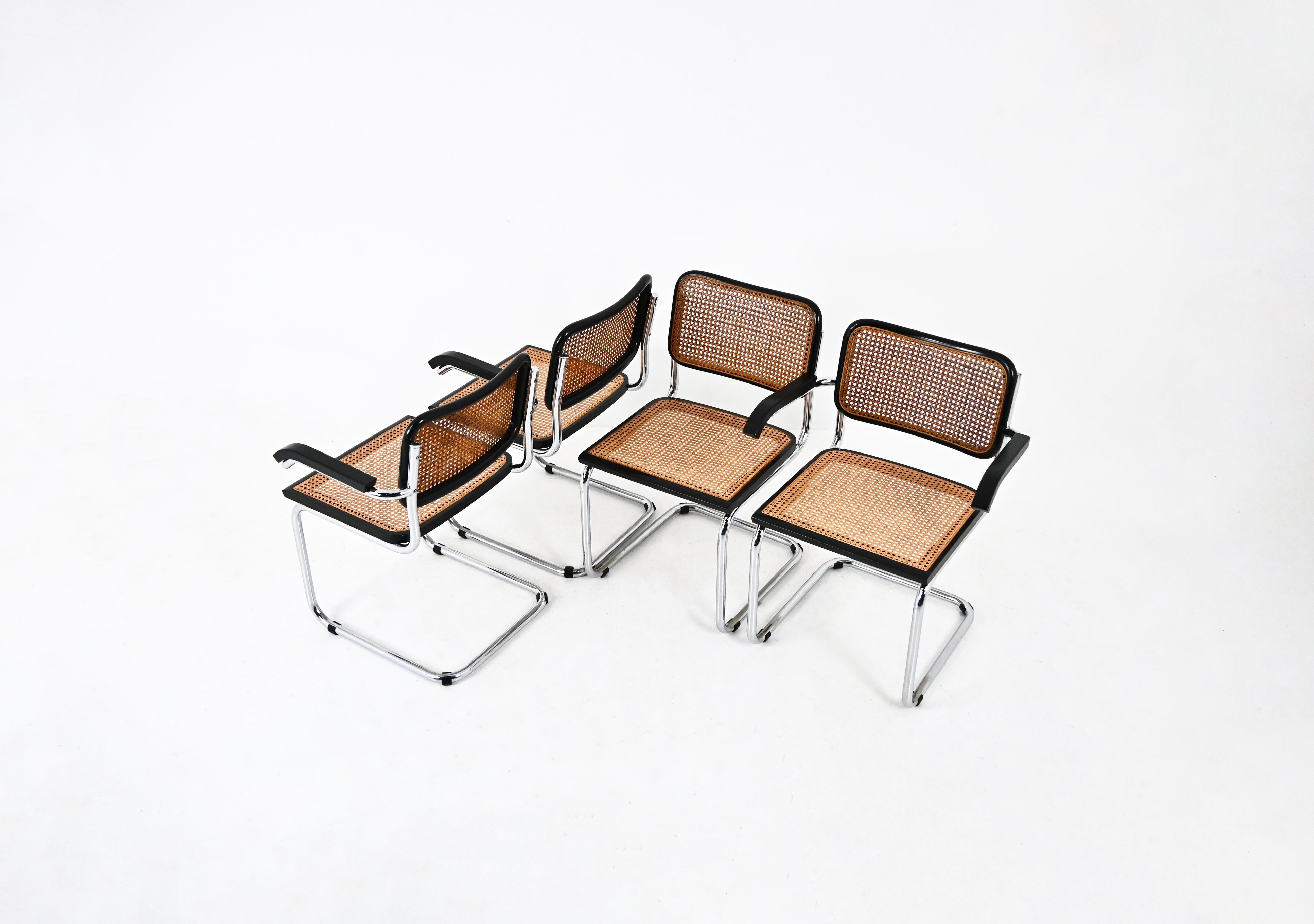 Mid-Century moderno Sedie da pranzo stile B32 di Marcel Breuer, set di 4 pezzi