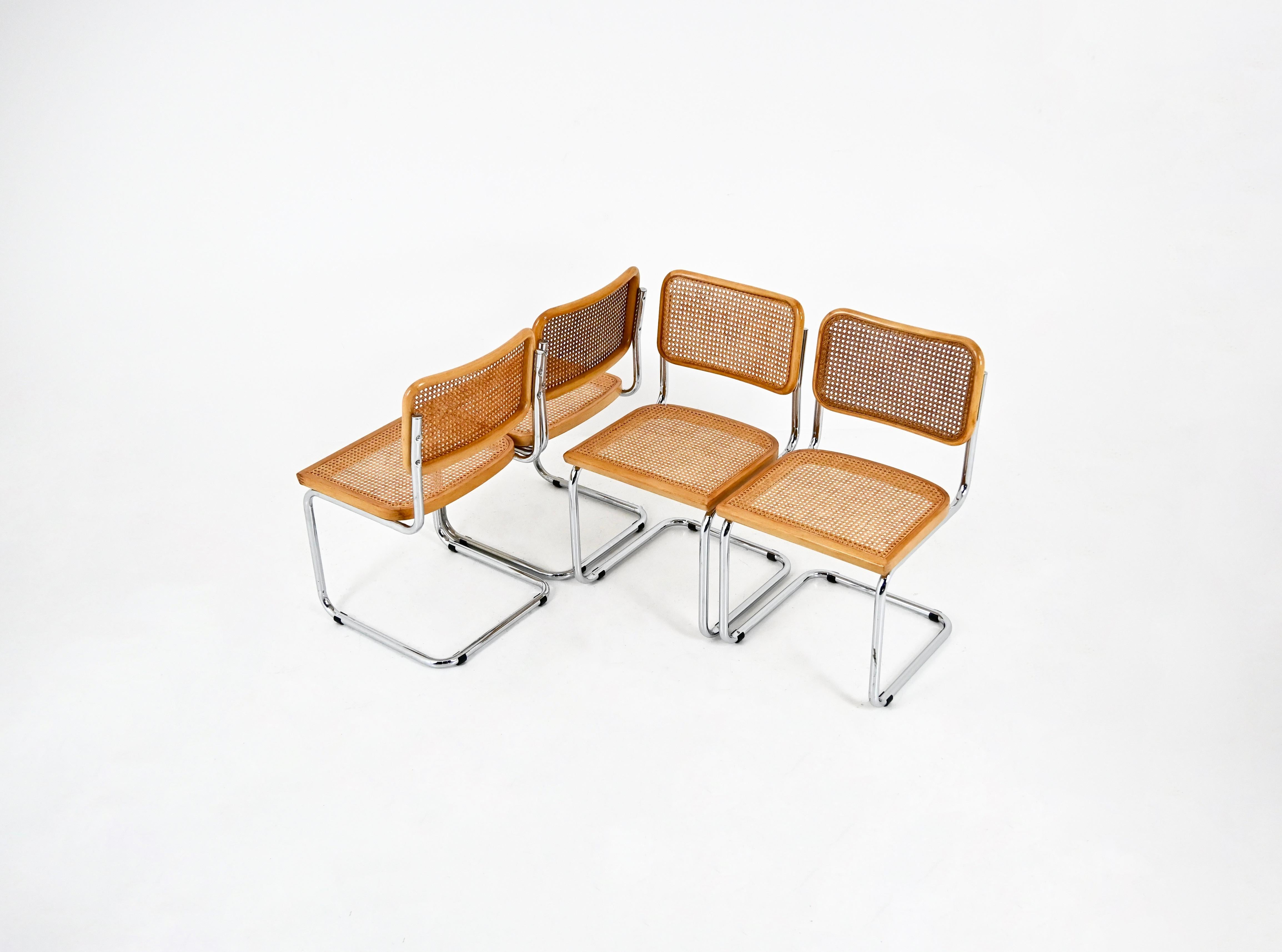 Mid-Century Modern Dining Chairs Style B32 by Marcel Breuer, Set of 4 For Sale