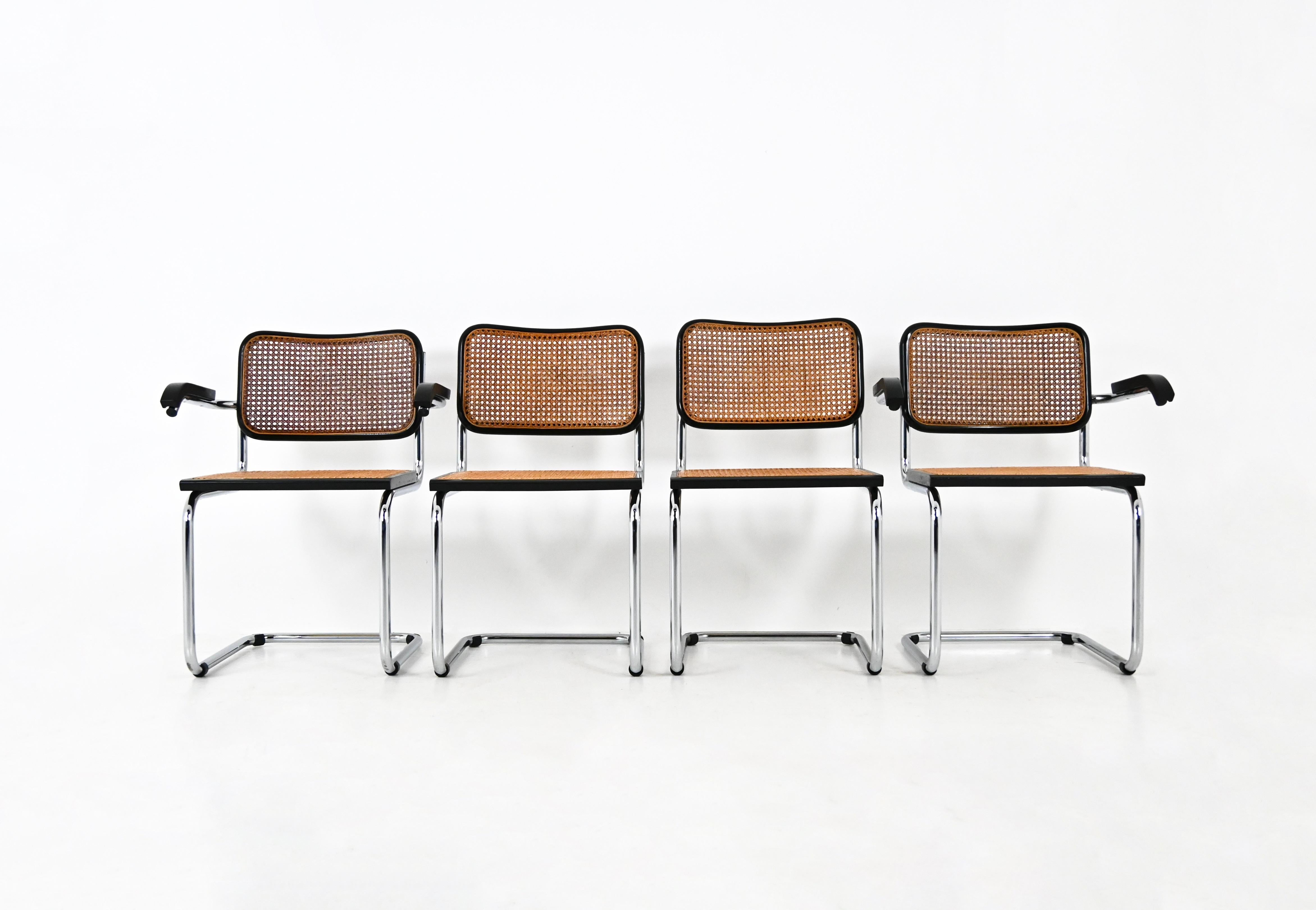 Italiano Sedie da pranzo stile B32 di Marcel Breuer, set di 4 pezzi