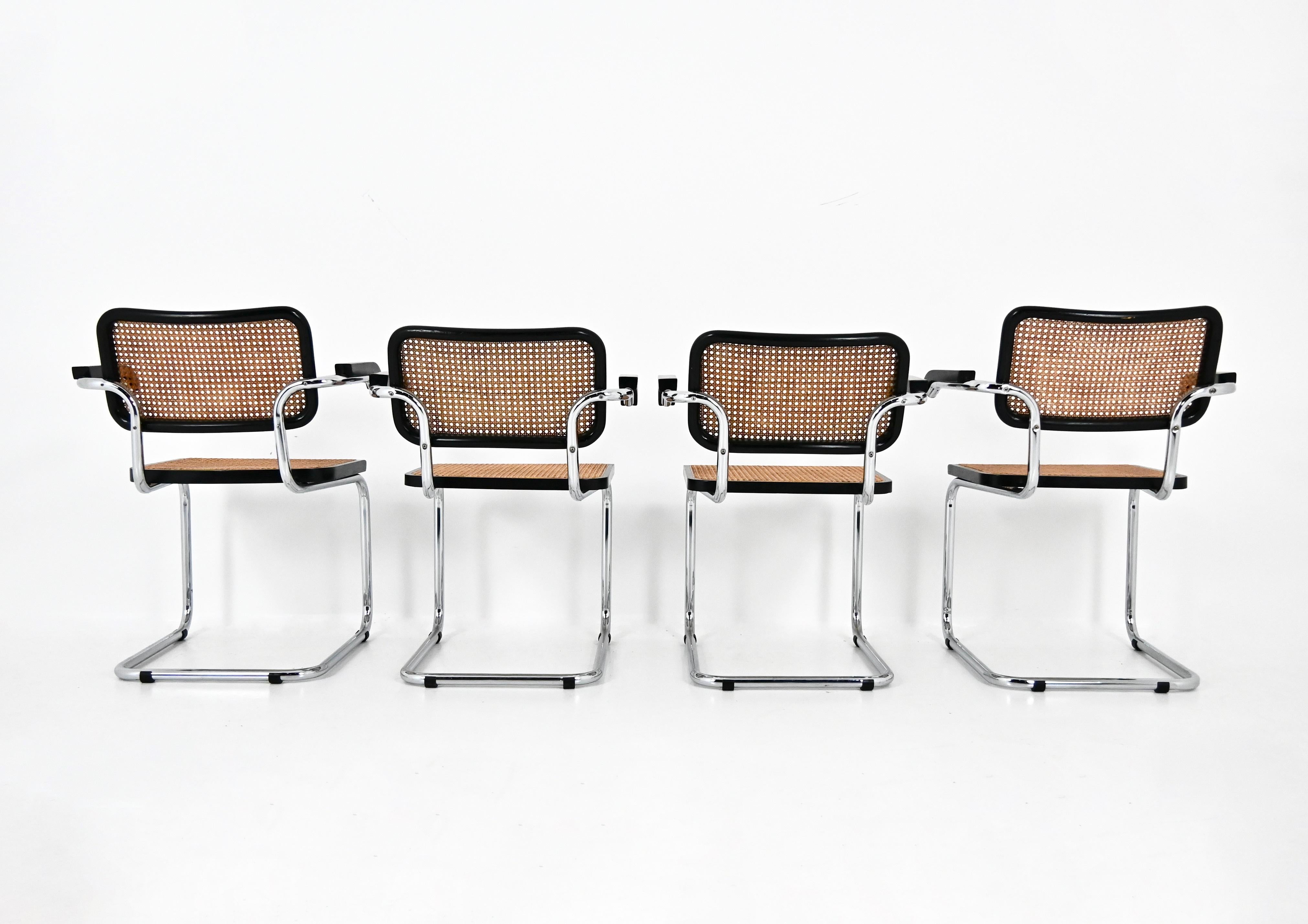 Fine XX secolo Sedie da pranzo stile B32 di Marcel Breuer, set di 4 pezzi in vendita