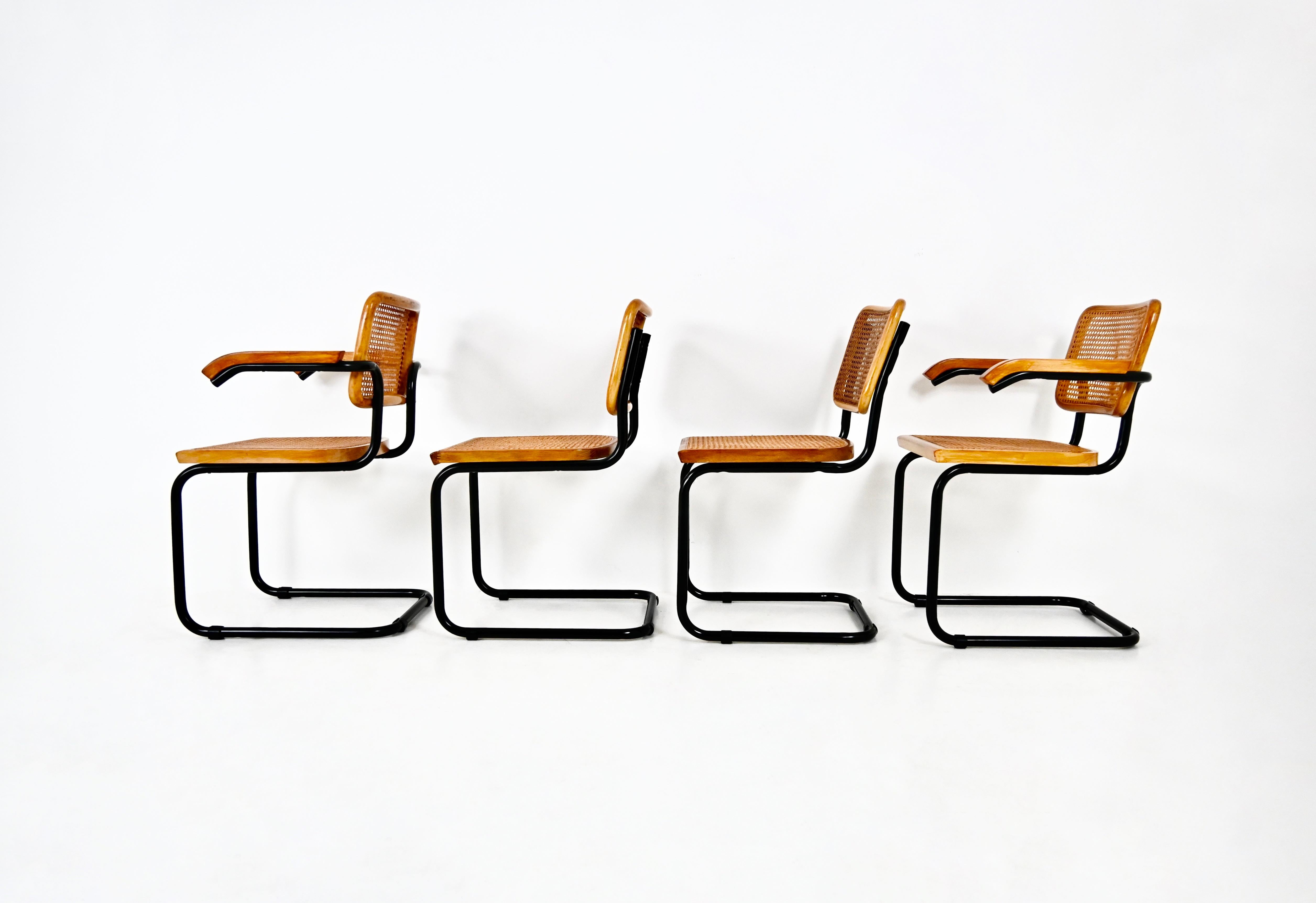 Metallo Sedie da pranzo stile B32 di Marcel Breuer, set di 4 pezzi in vendita